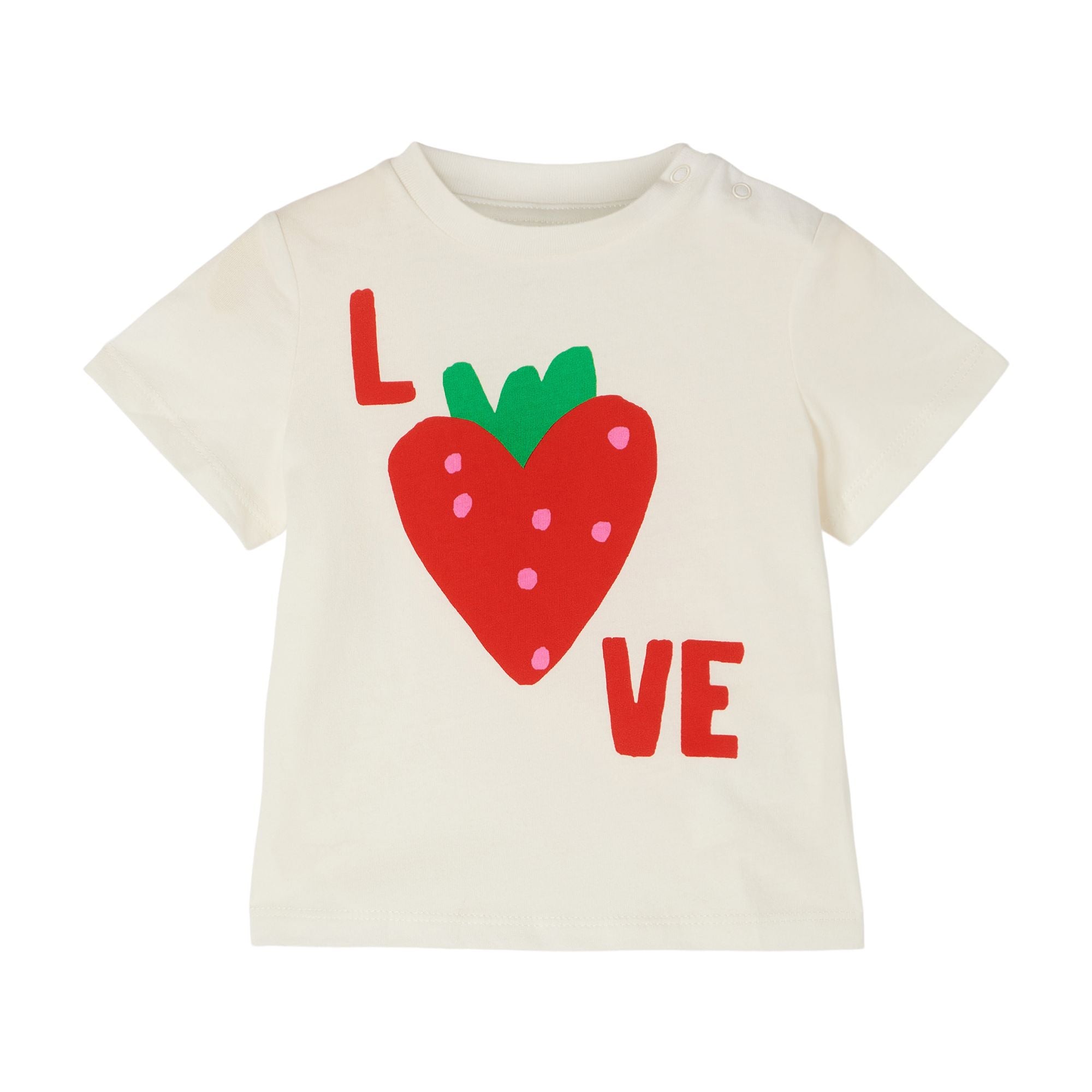 Baby Boys & Girls White Strawberry Cotton T-Shirt