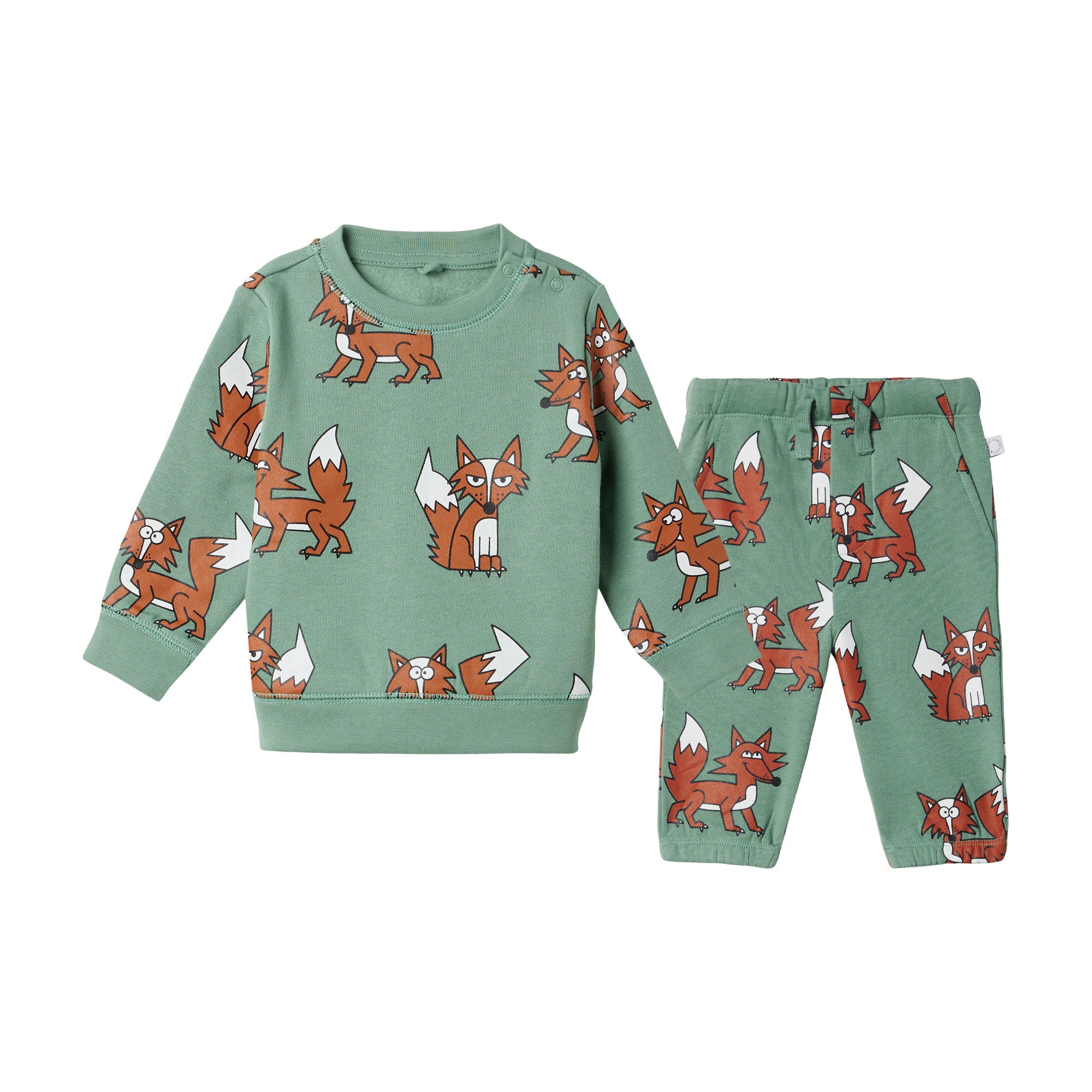 Baby Boys Green Printed Cotton Set