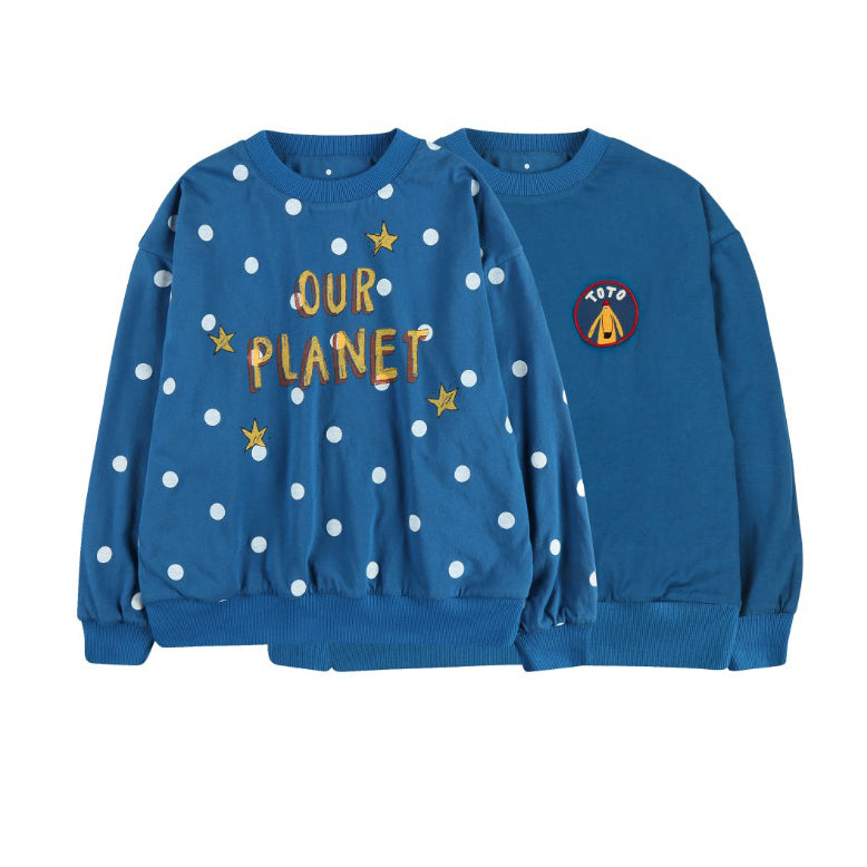 Boys & Girls Blue Reversible Cotton Sweatshirt