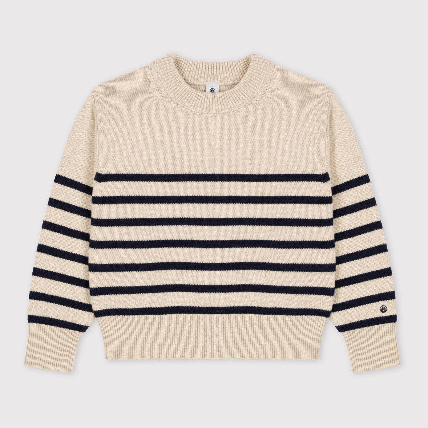 Girls Beige Stripes Sweater