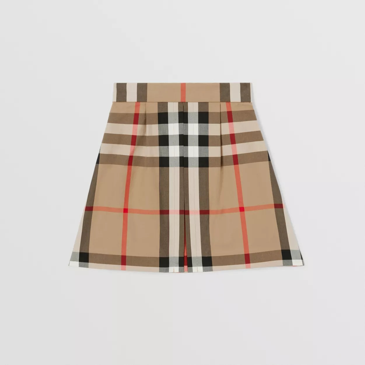 Girls Beige Check Cotton Skirt