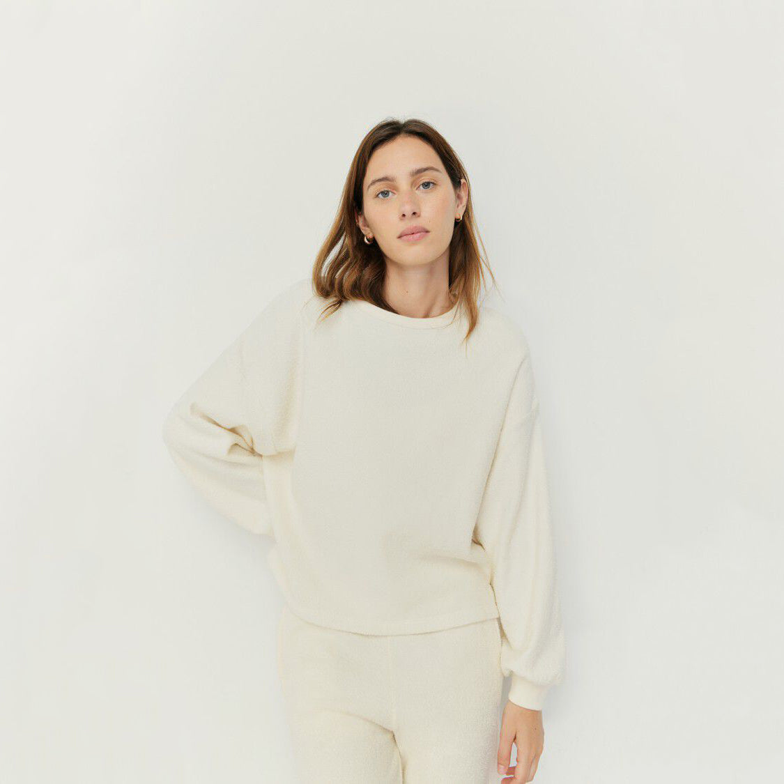 Girls White Cotton Sweatshirt