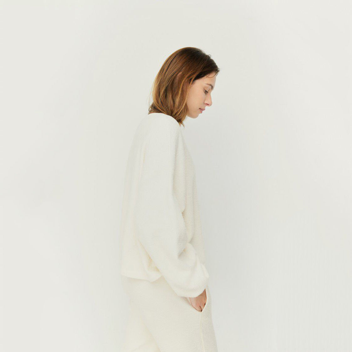 Girls White Cotton Sweatshirt
