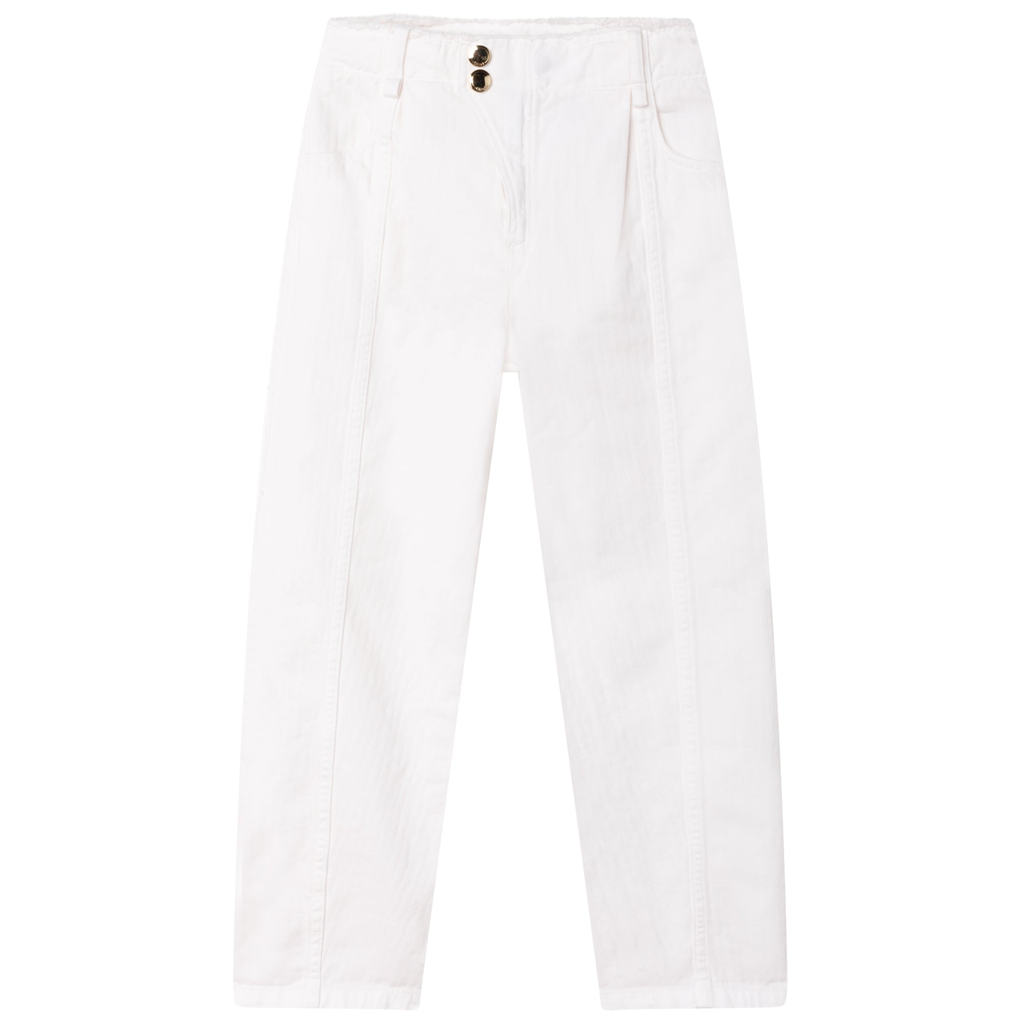 Boys & Girls White Cotton Trousers