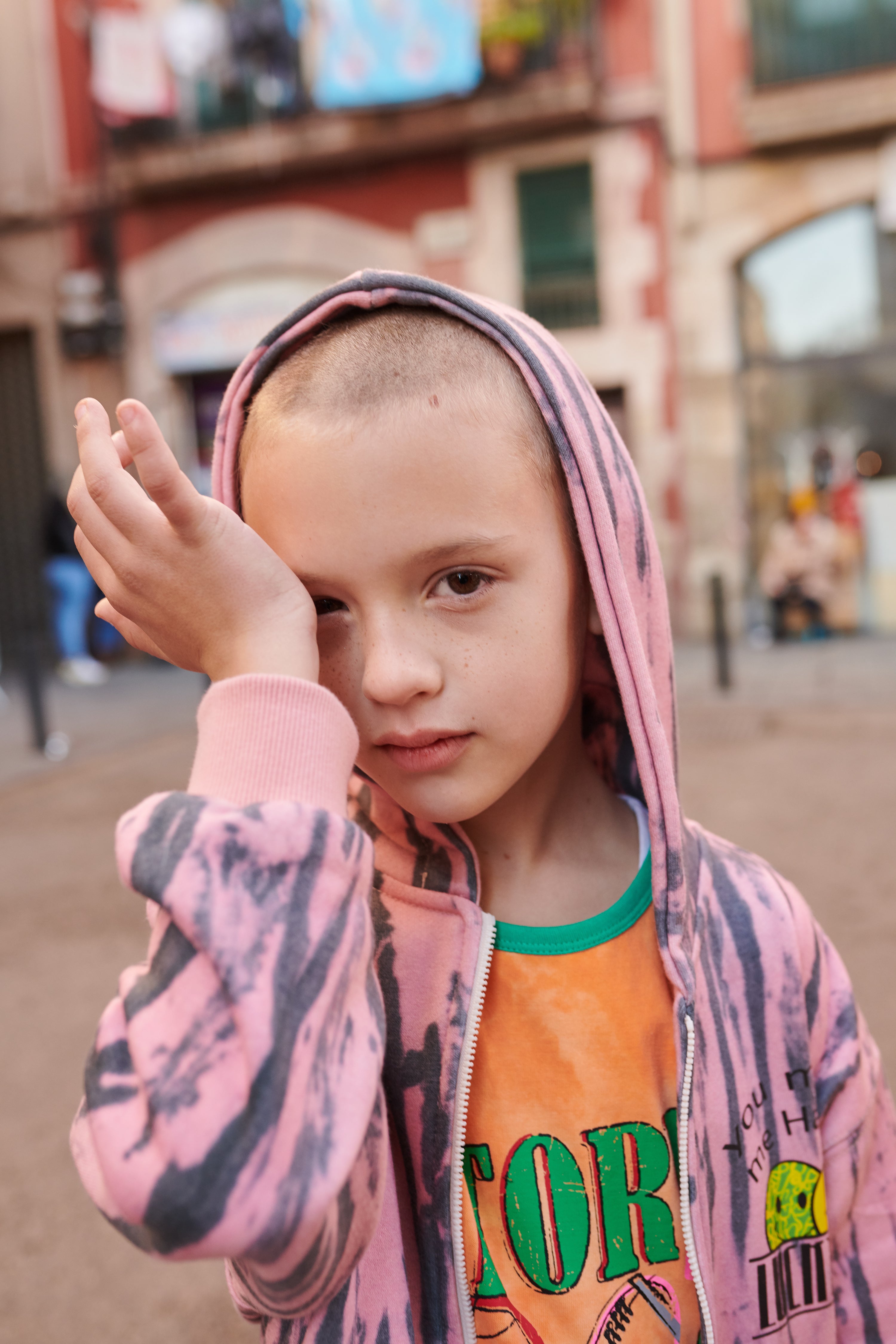 Boys & Girls Pink Hooded Zip Top