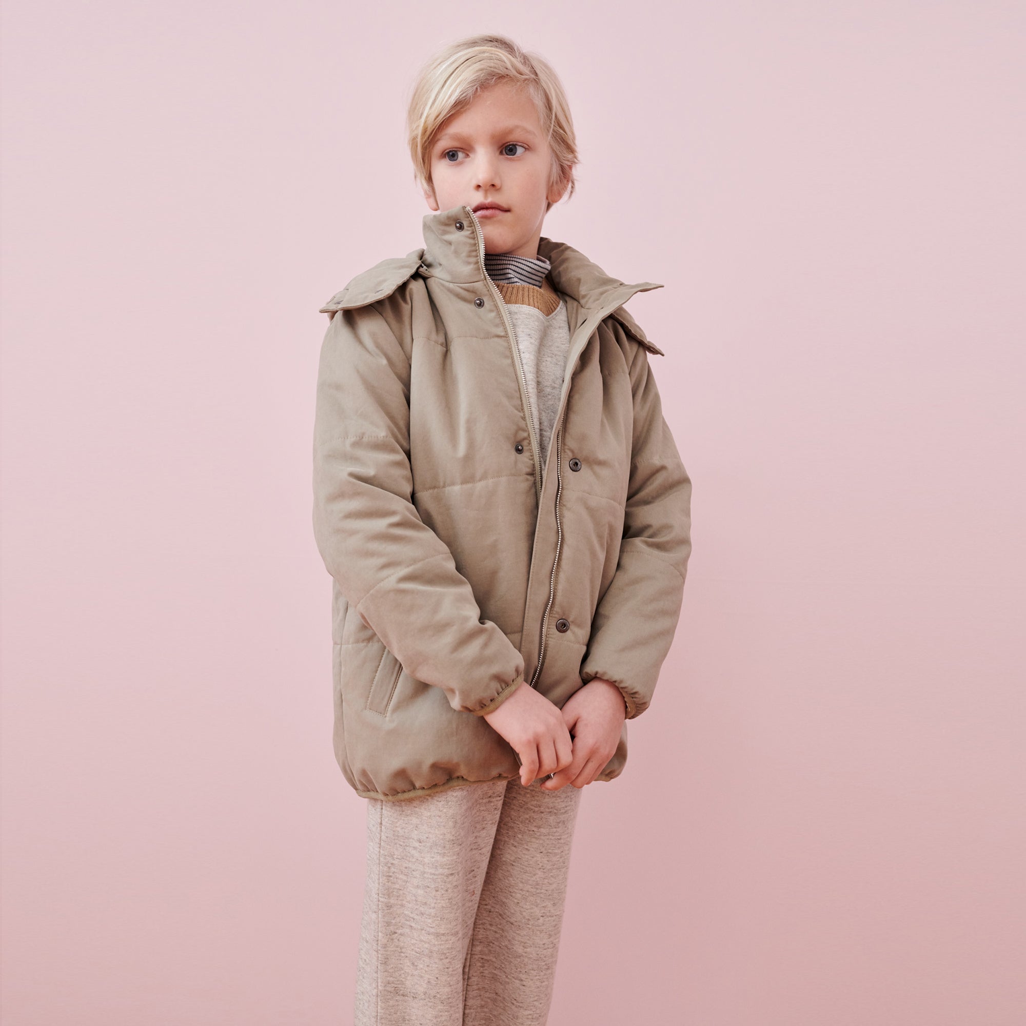 Boys & Girls Beige Padded Down Jacket