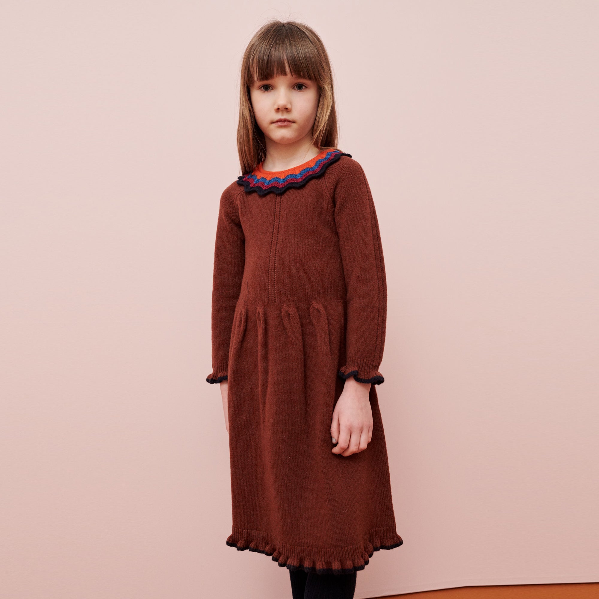 Girls Wine Red Wool Dress