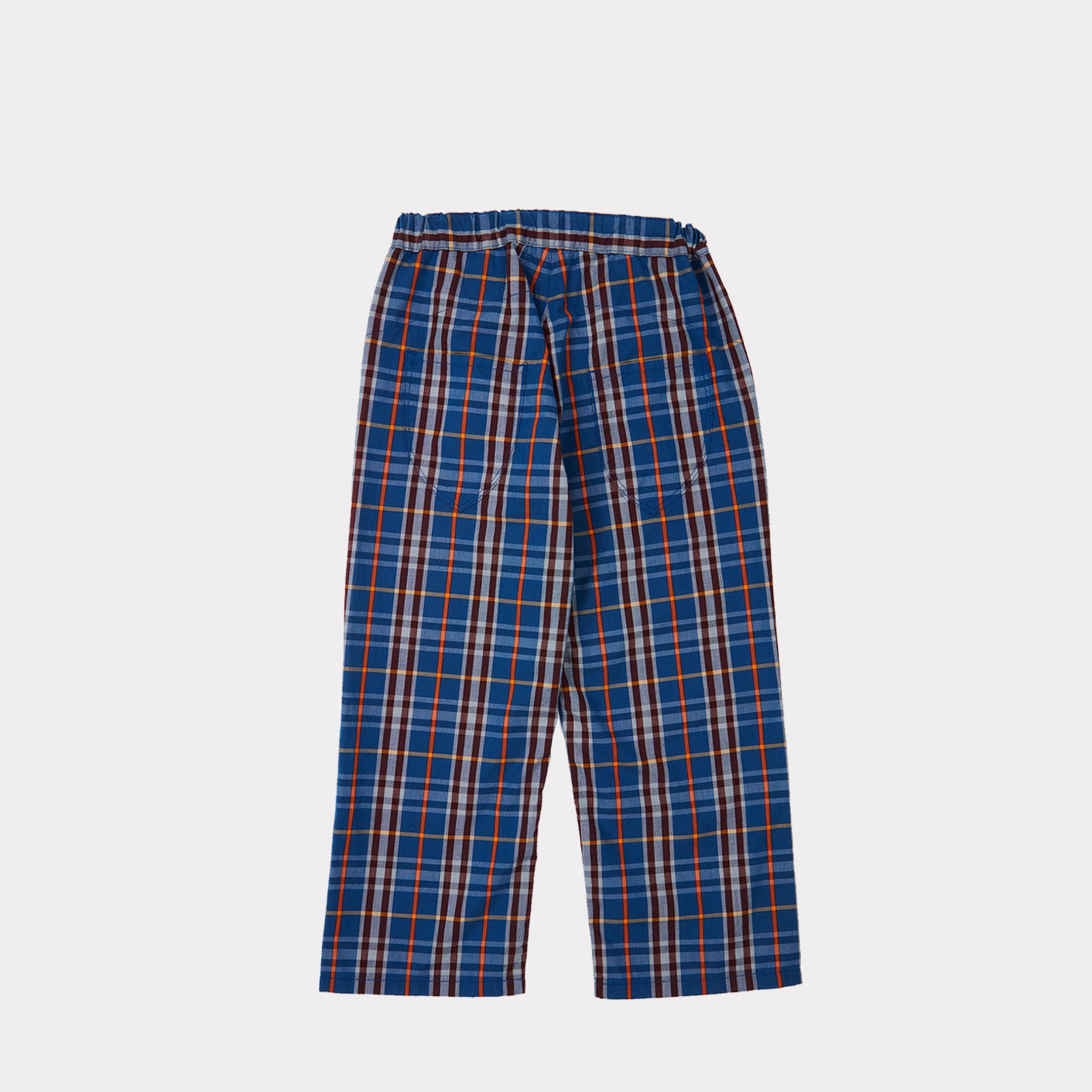 Boys Blue Check Cotton Trousers