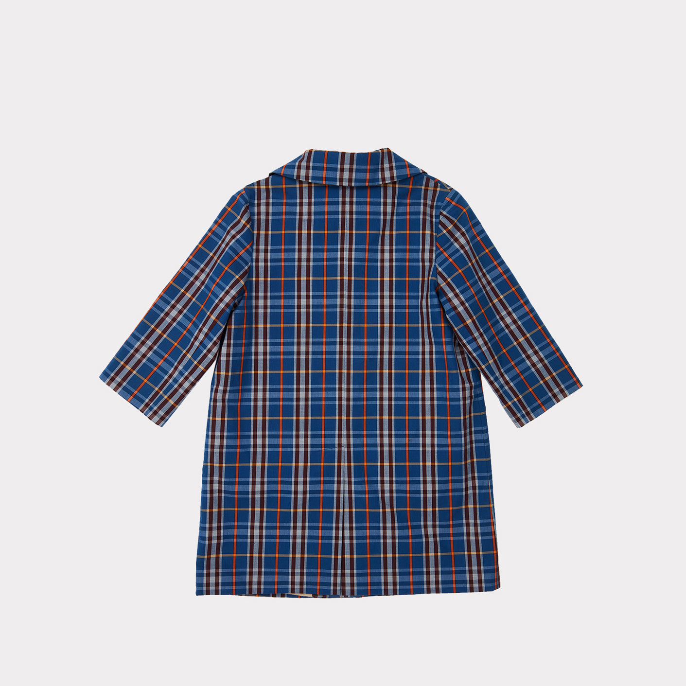 Boys Blue Check Cotton Coat