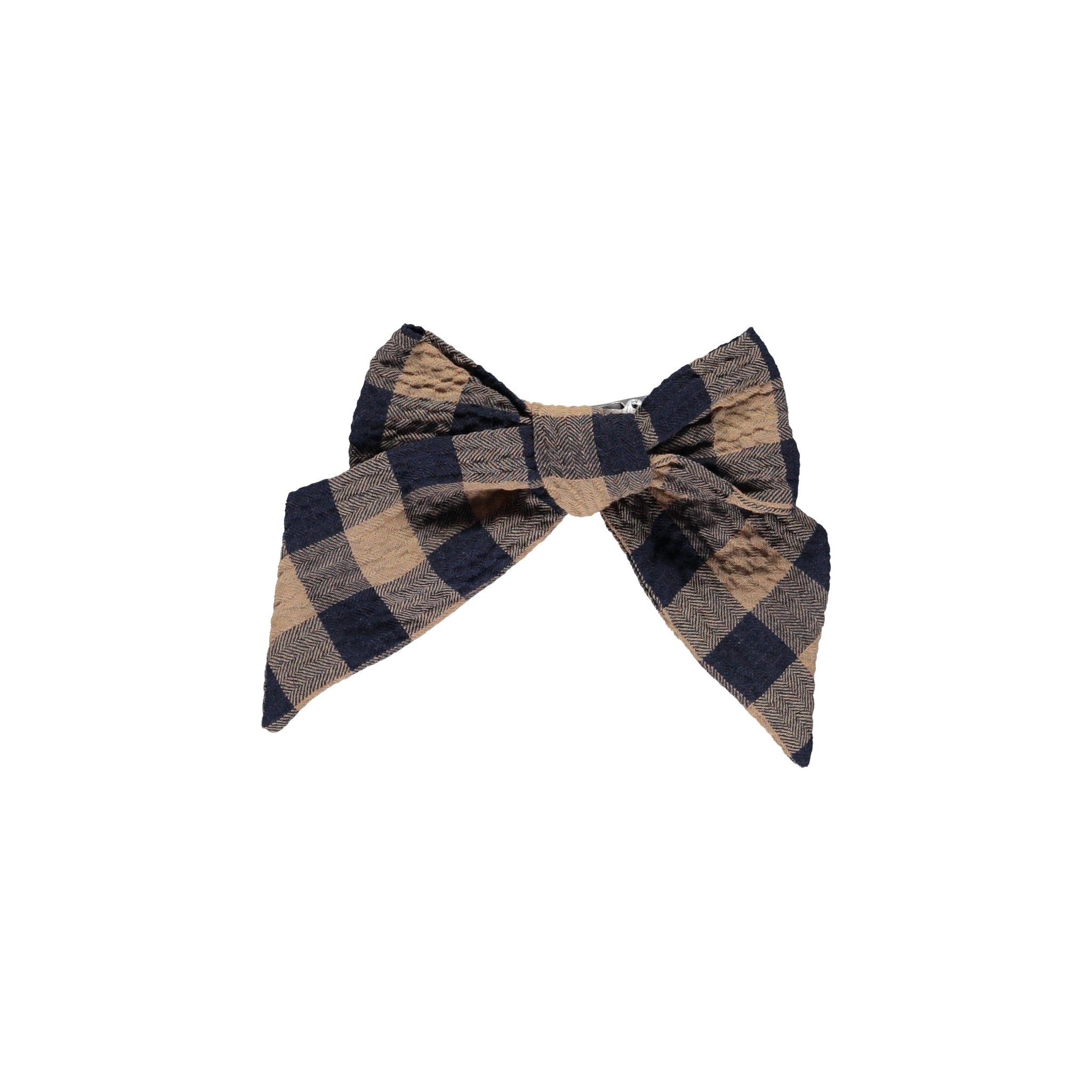 Girls Navy Check Bow