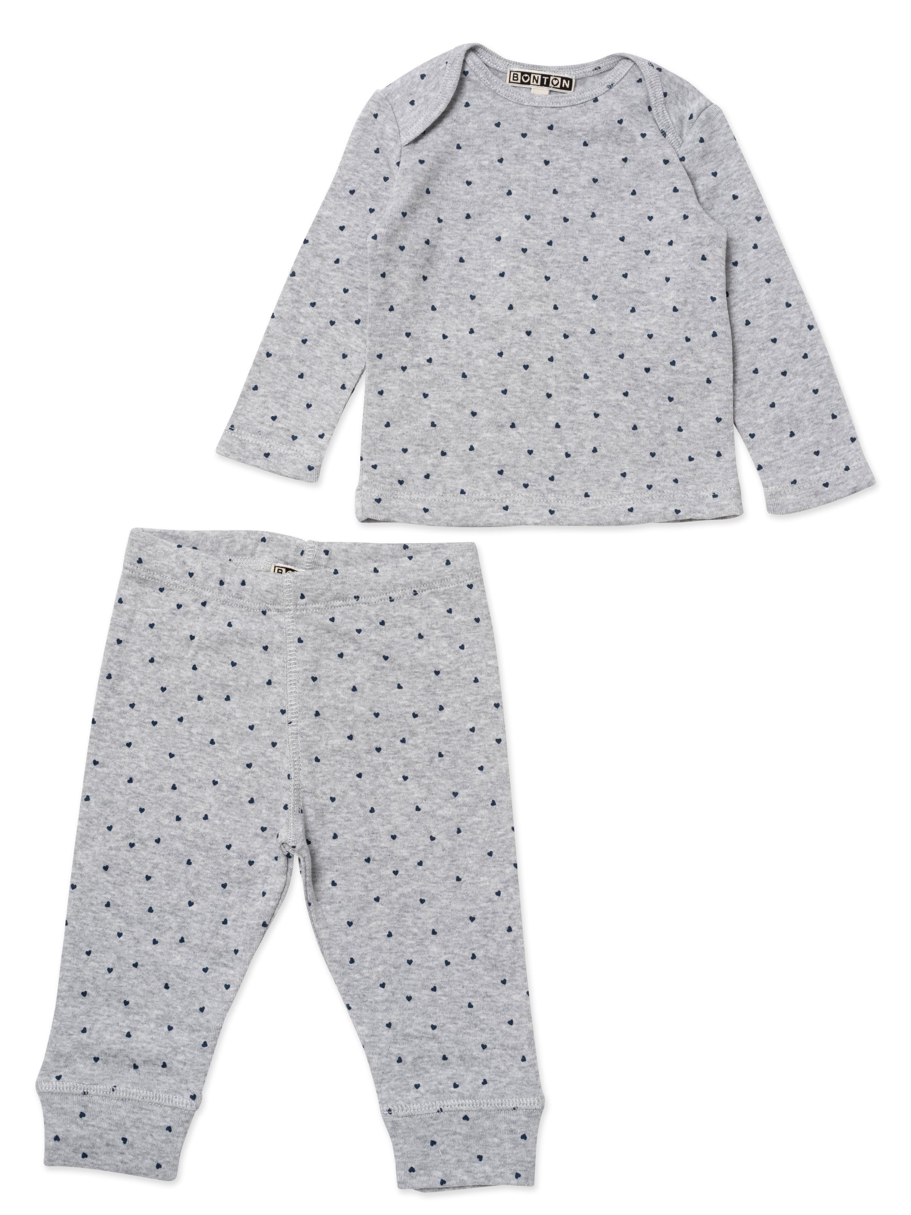 Baby Boys Grey Heart Cotton Set