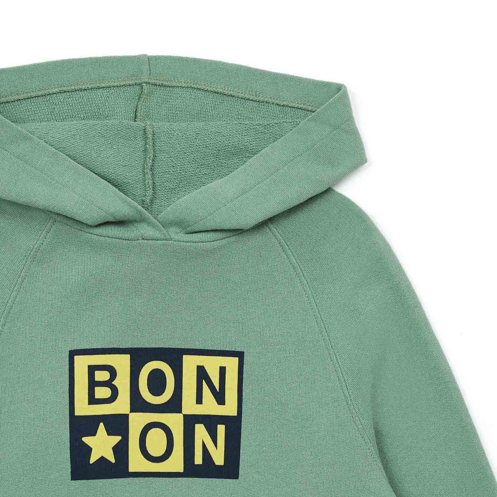 Boys & Girls Green Hooded Cotton Sweatshirt