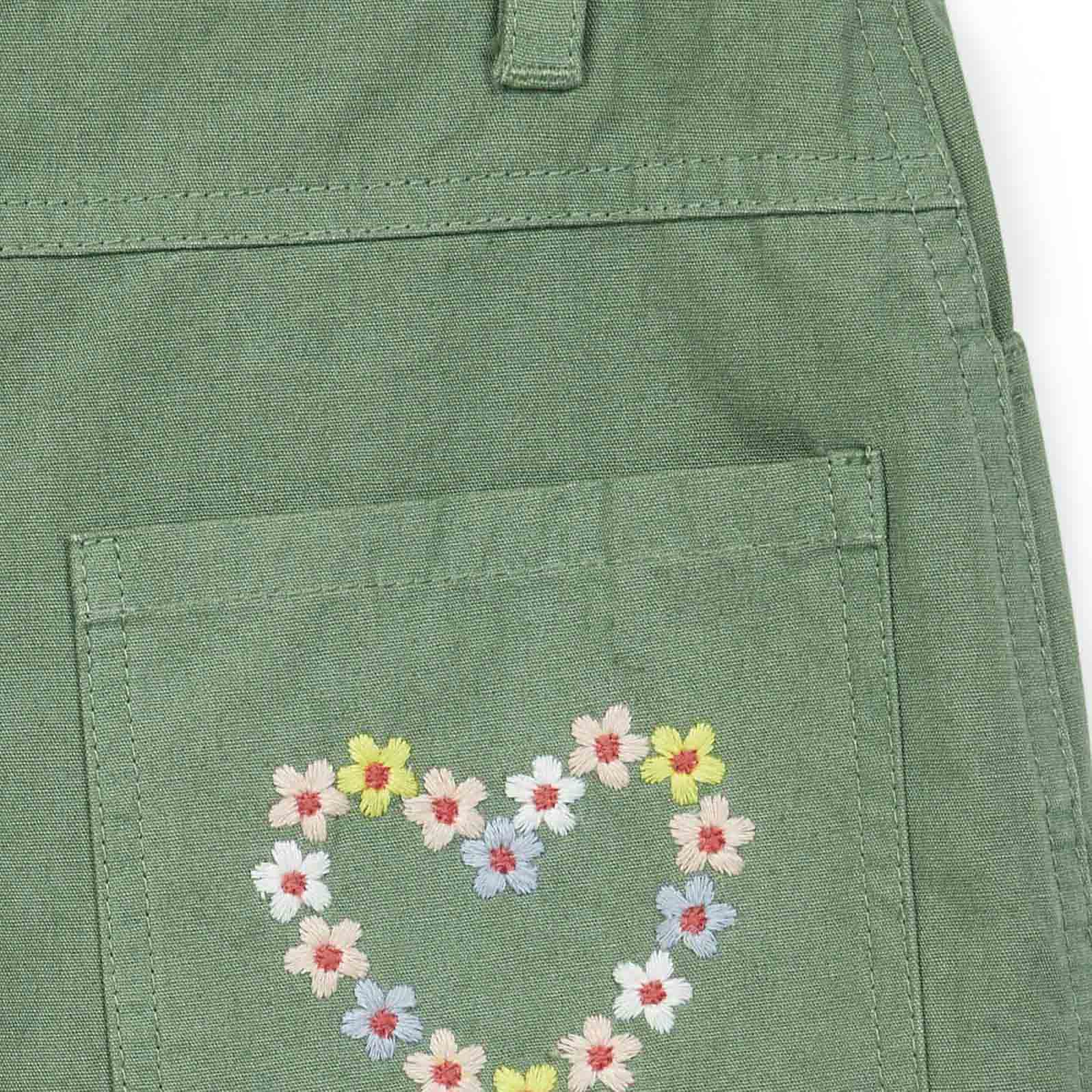 Girls Green Logo Shorts