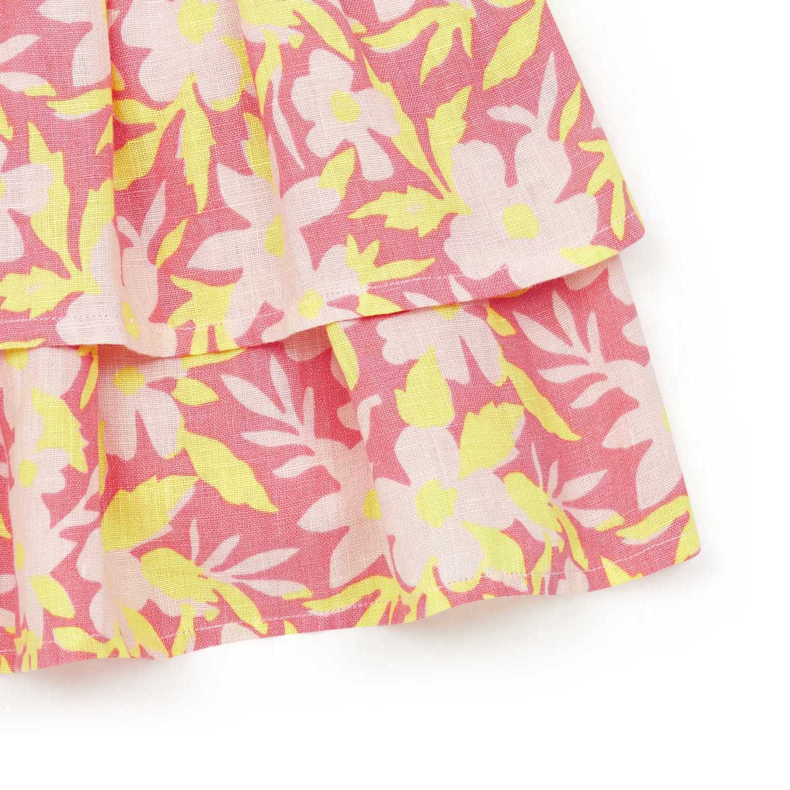 Girls Pink Floral Cotton Skirt