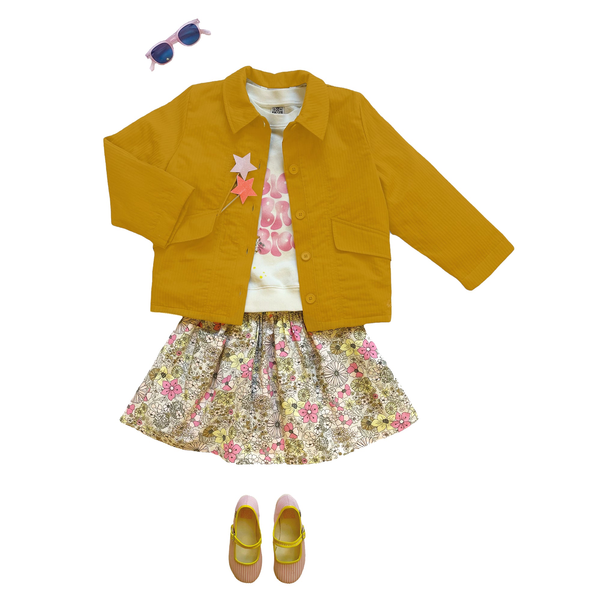 Girls Pink Floral Cotton Skirt