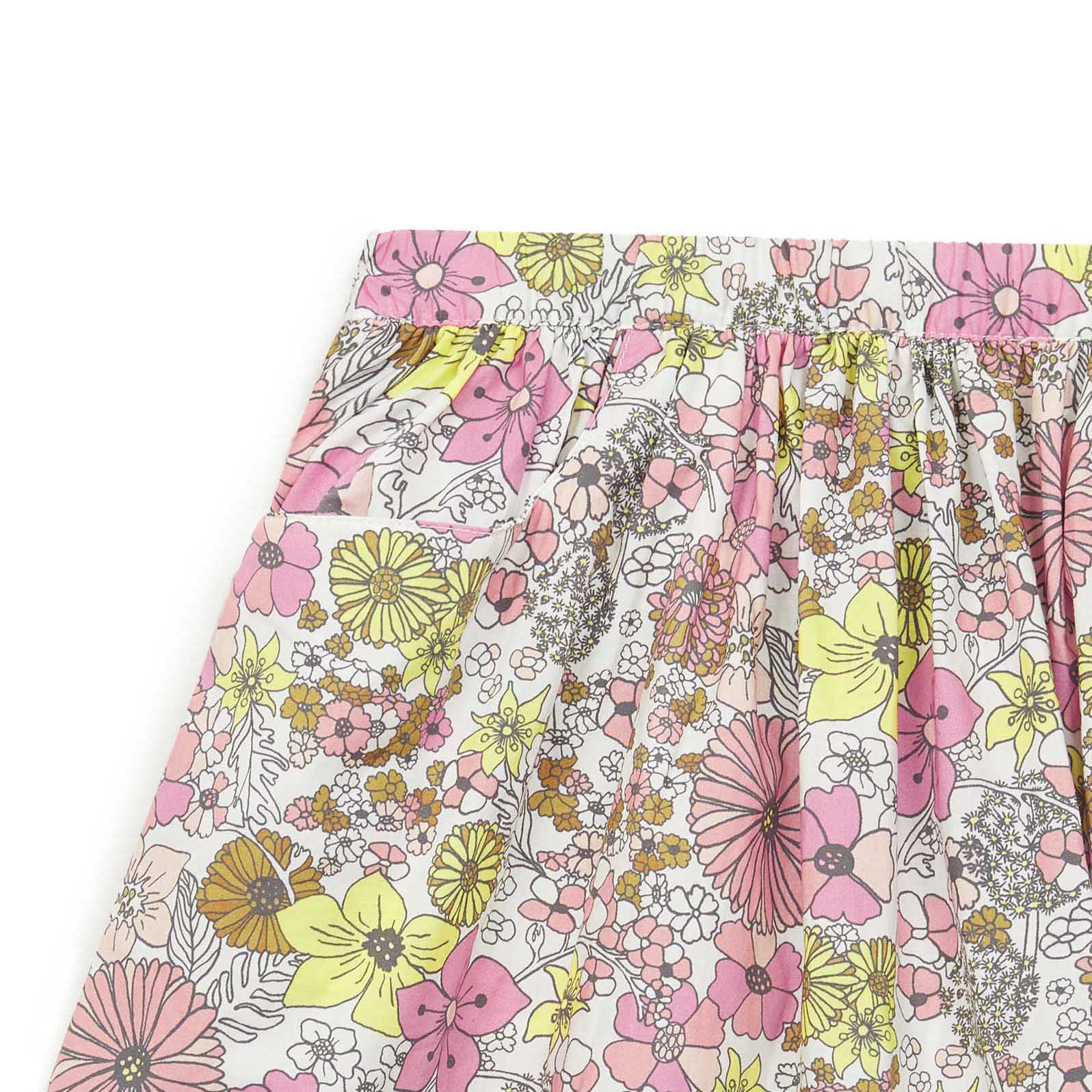 Girls Pink Floral Cotton Skirt