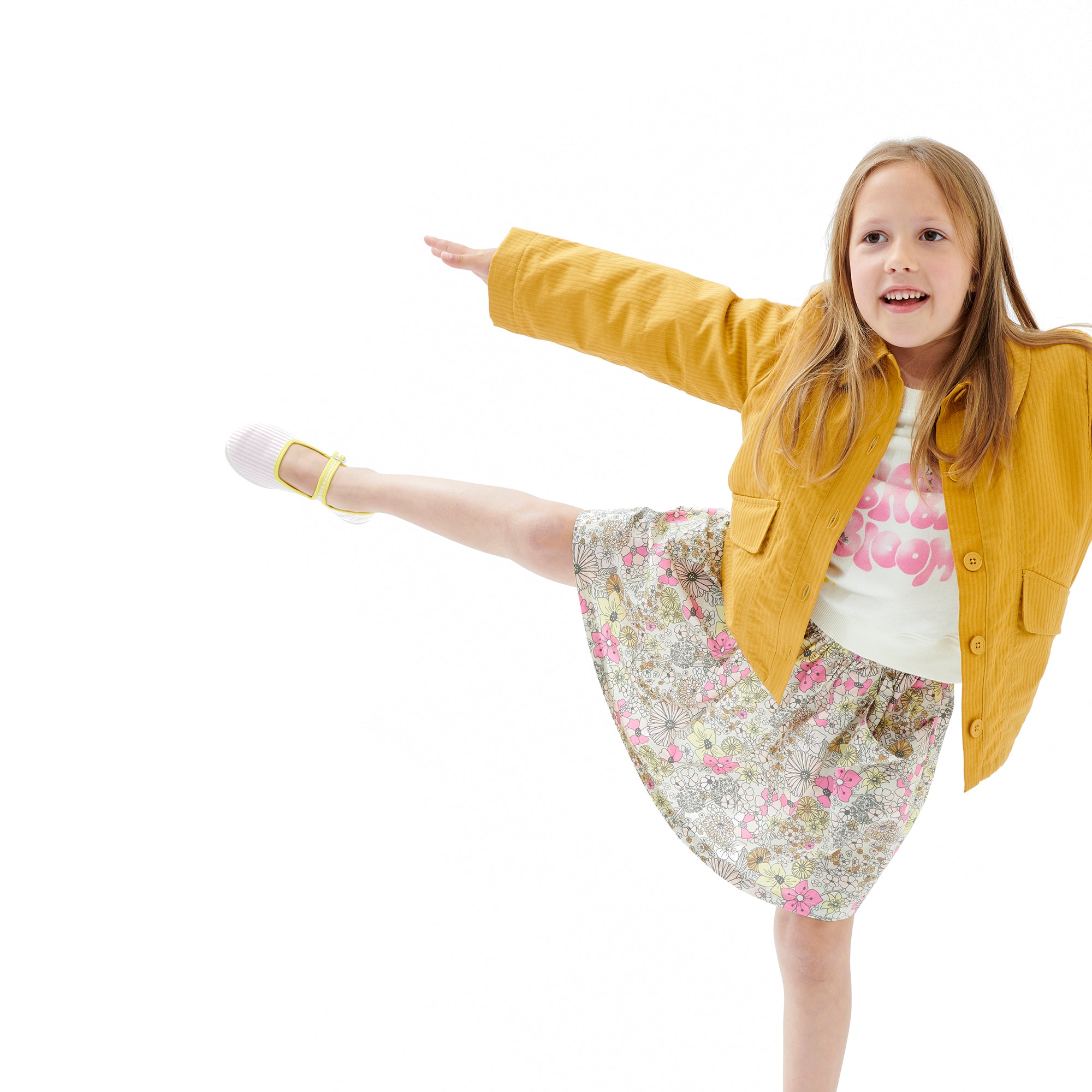 Girls Pink Floral Cotton Skirt