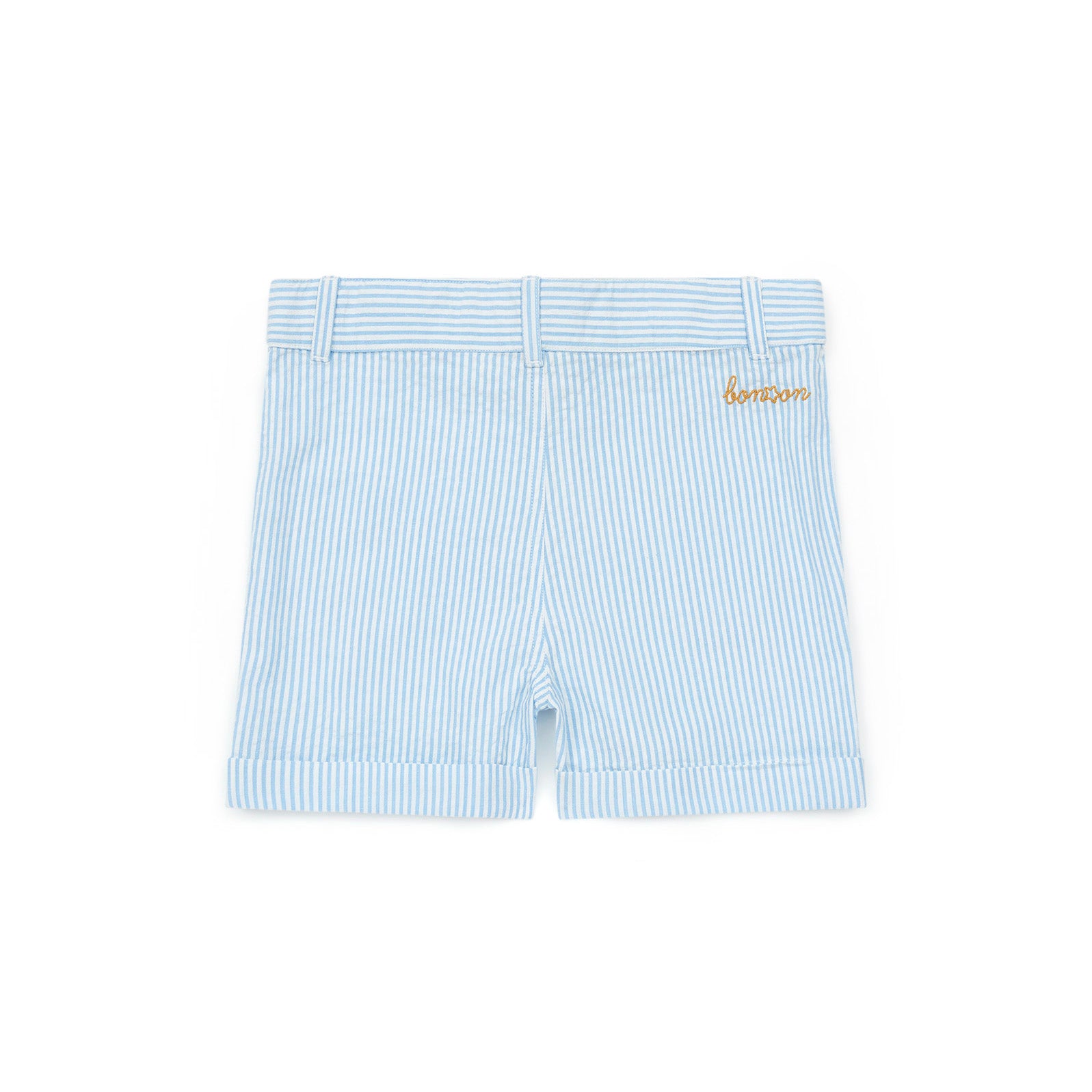 Girls Blue Stripes Cotton Shorts