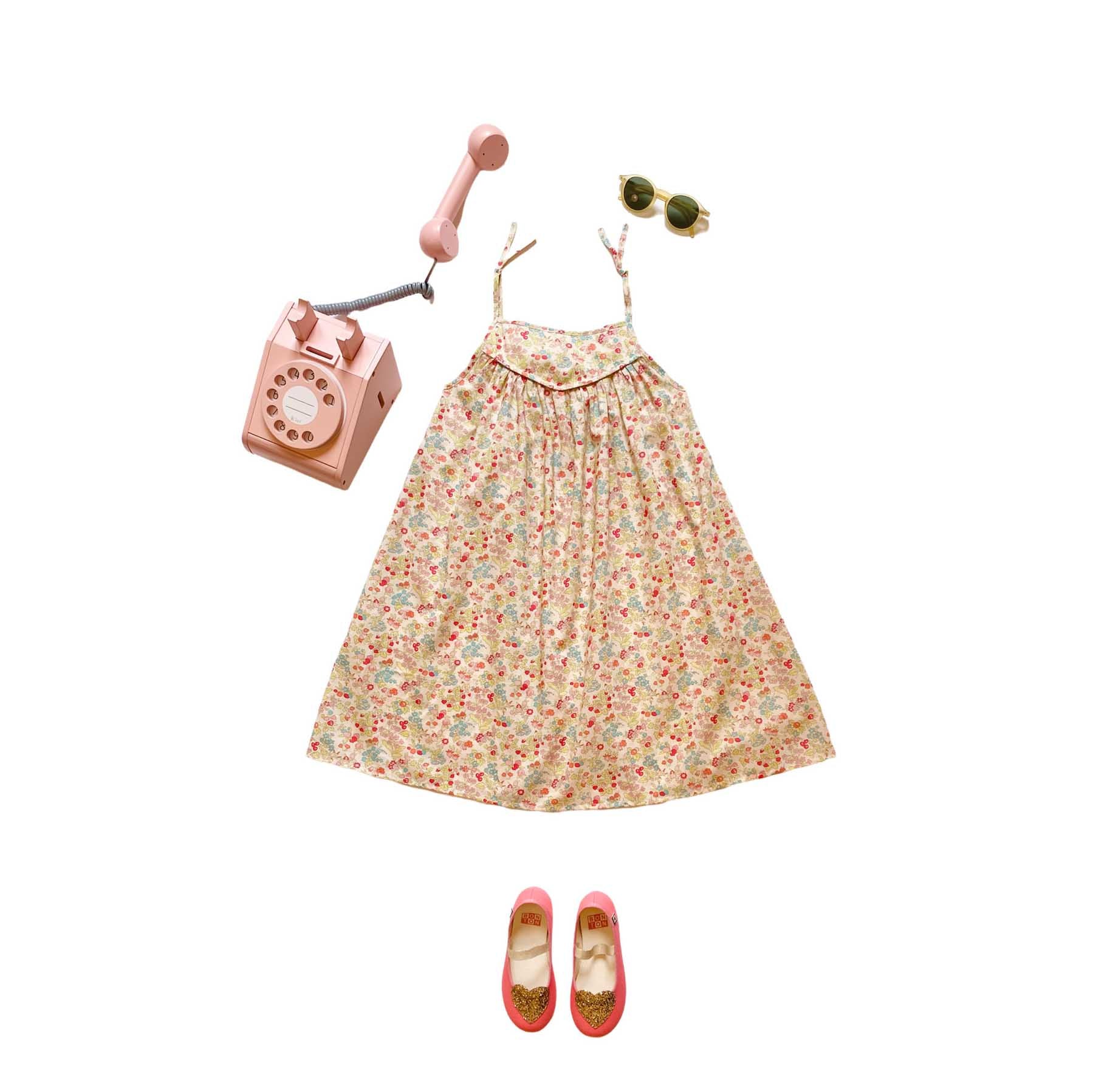 Girls Pink Floral Cotton Dress
