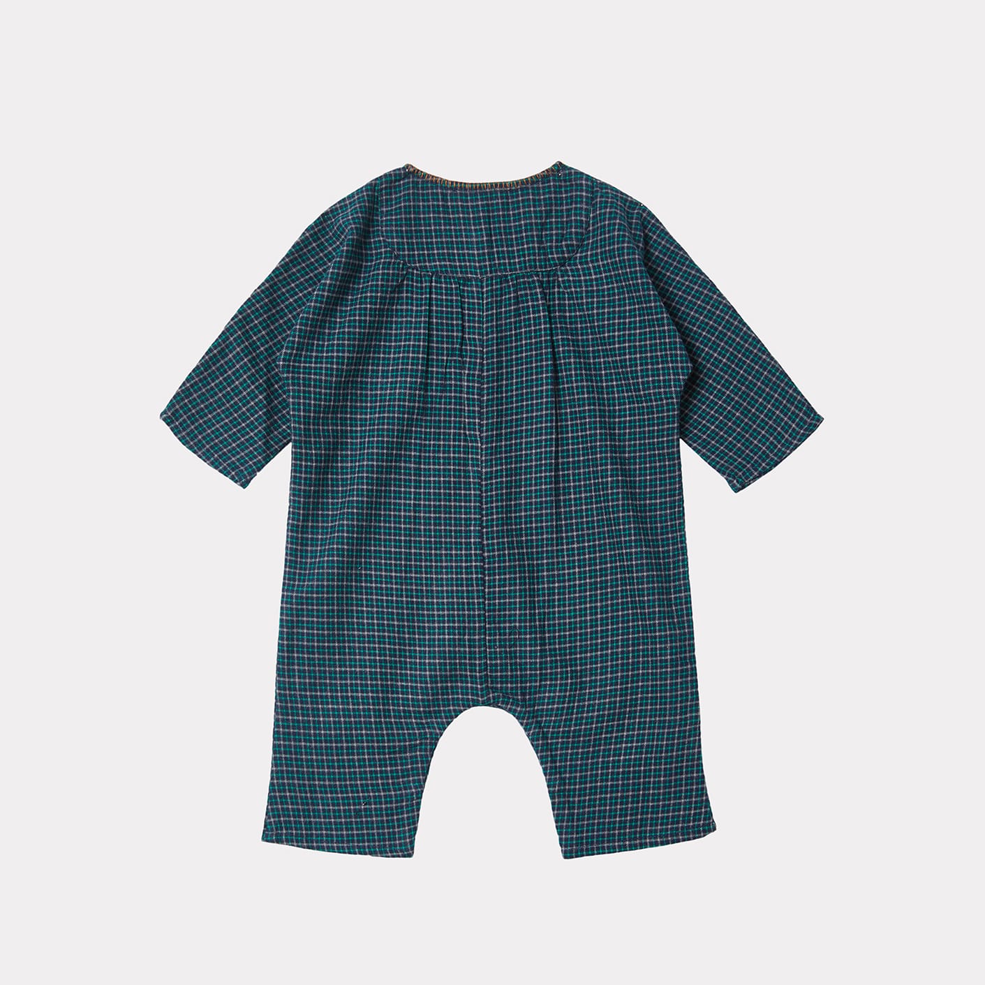 Baby Boys & Girls Blue Check Cotton Babysuit