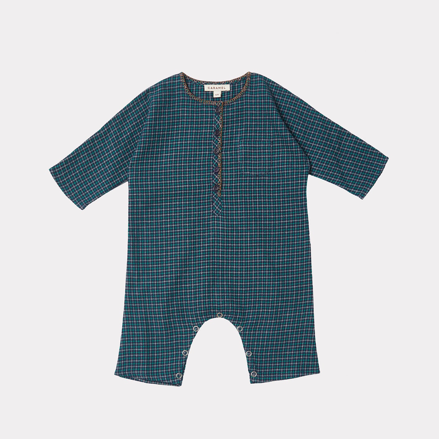 Baby Boys & Girls Blue Check Cotton Babysuit