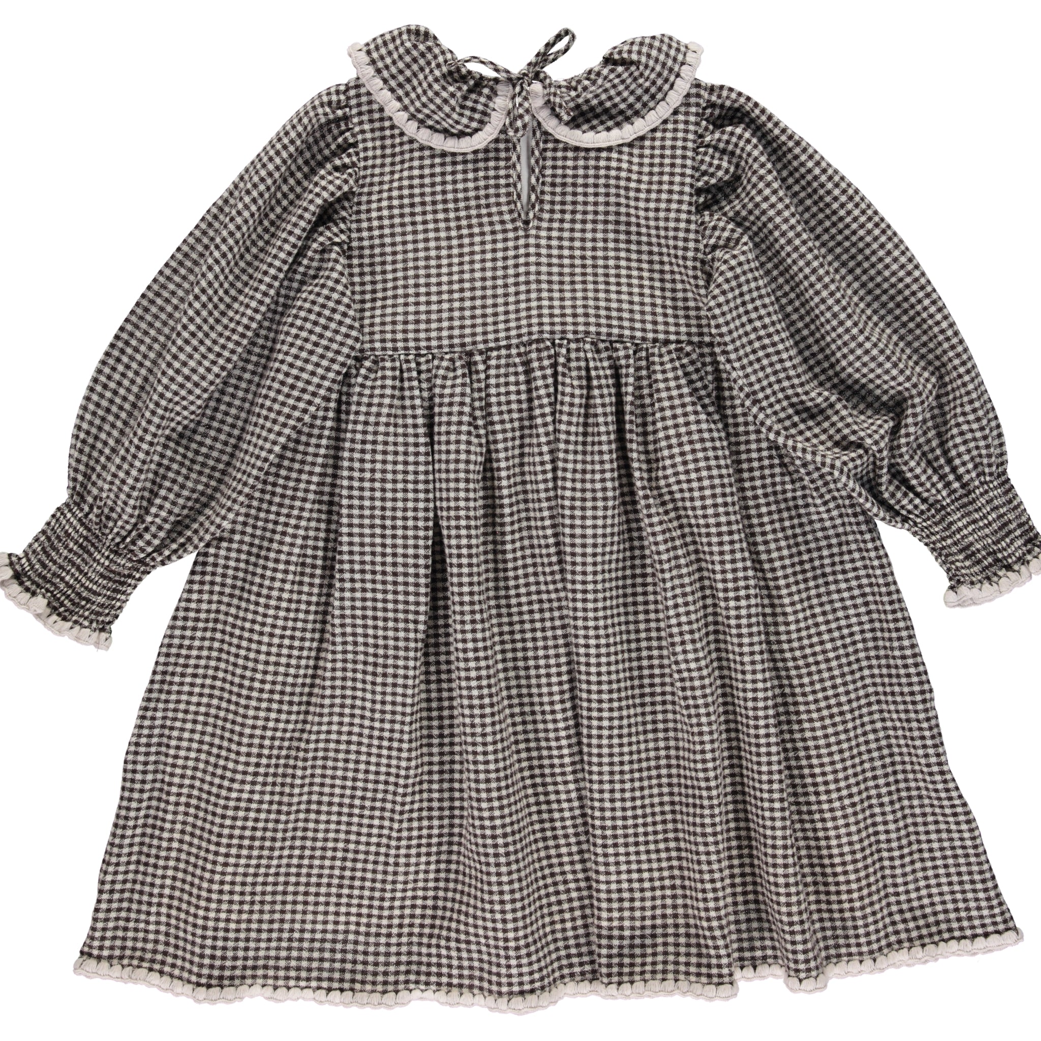 Girls Black Check Wool Dress