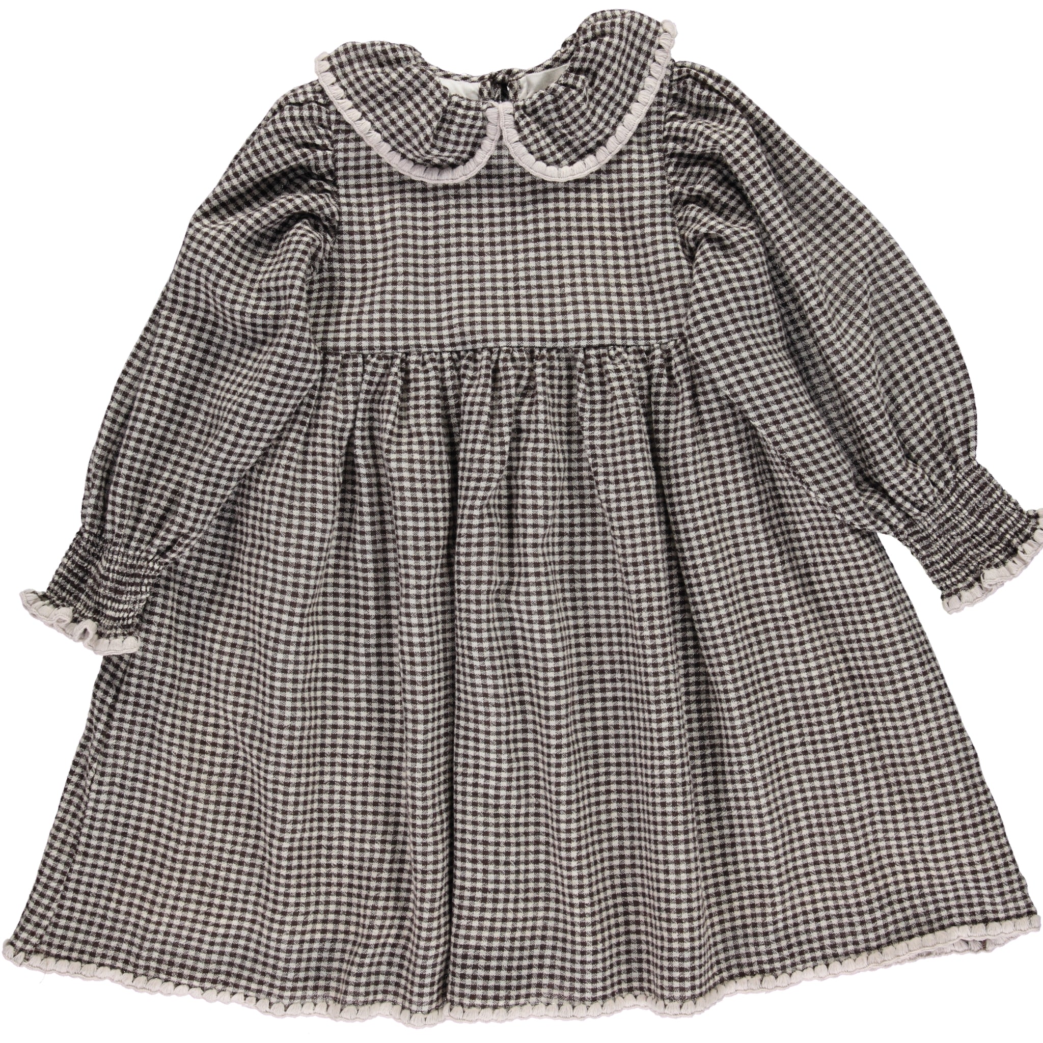 Girls Black Check Wool Dress