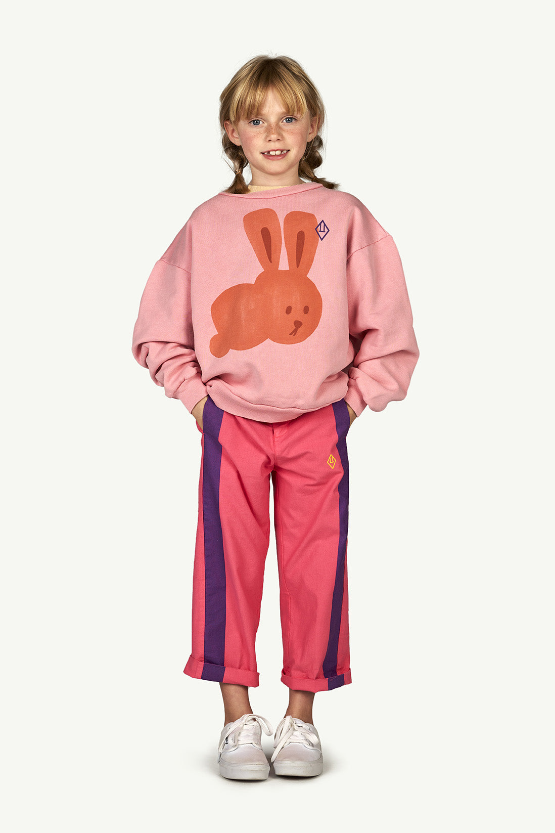 Boys & Girls Pink Rabbit Printed Cotton Sweatshirt