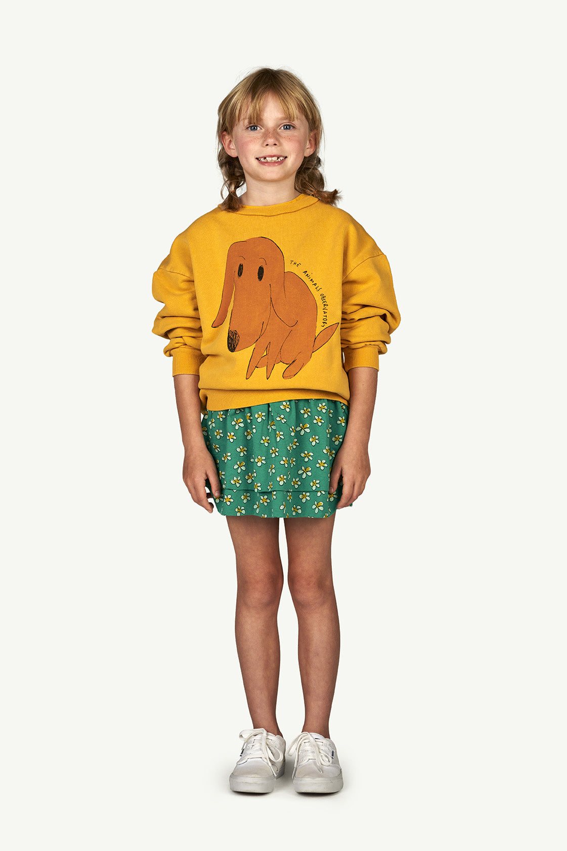 Boys & Girls Yellow Dog Printed Cotton Sweatshirt