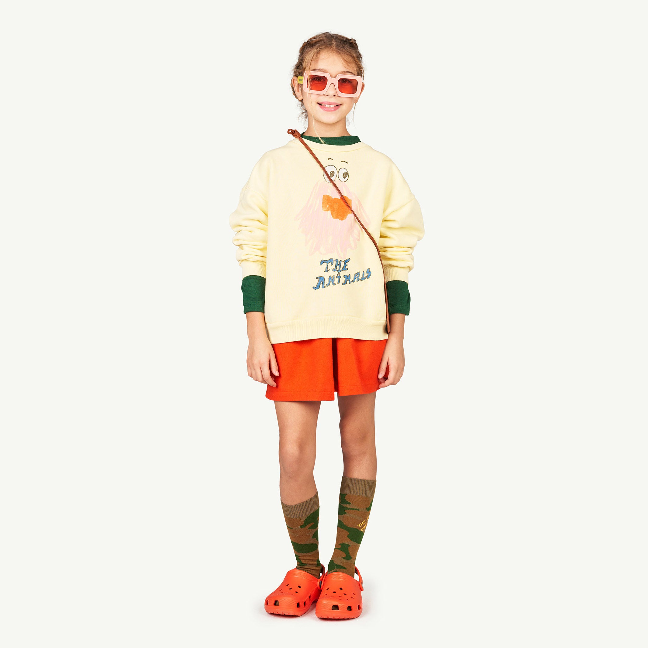 Girls Orange Logo Wool Shorts