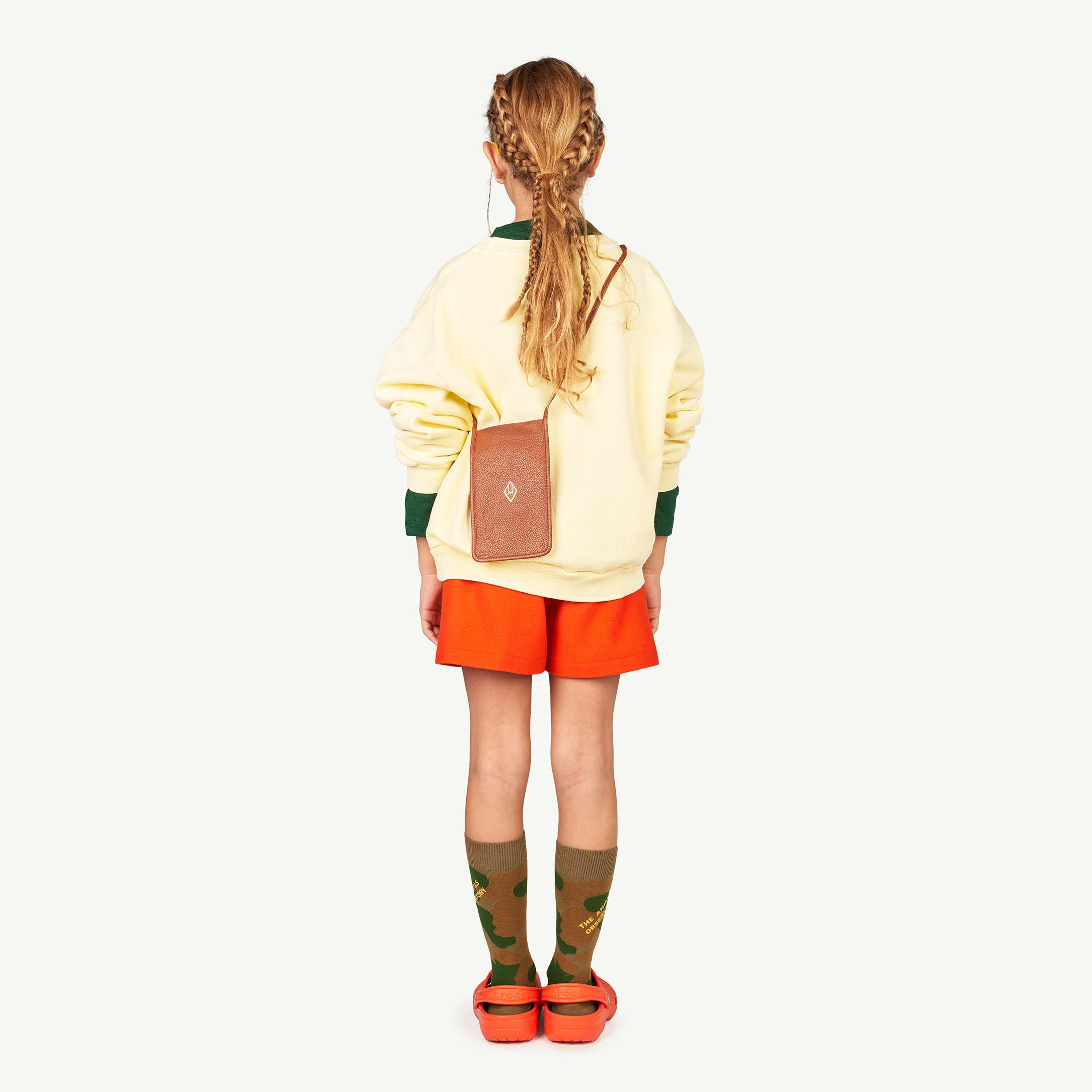 Girls Orange Logo Wool Shorts