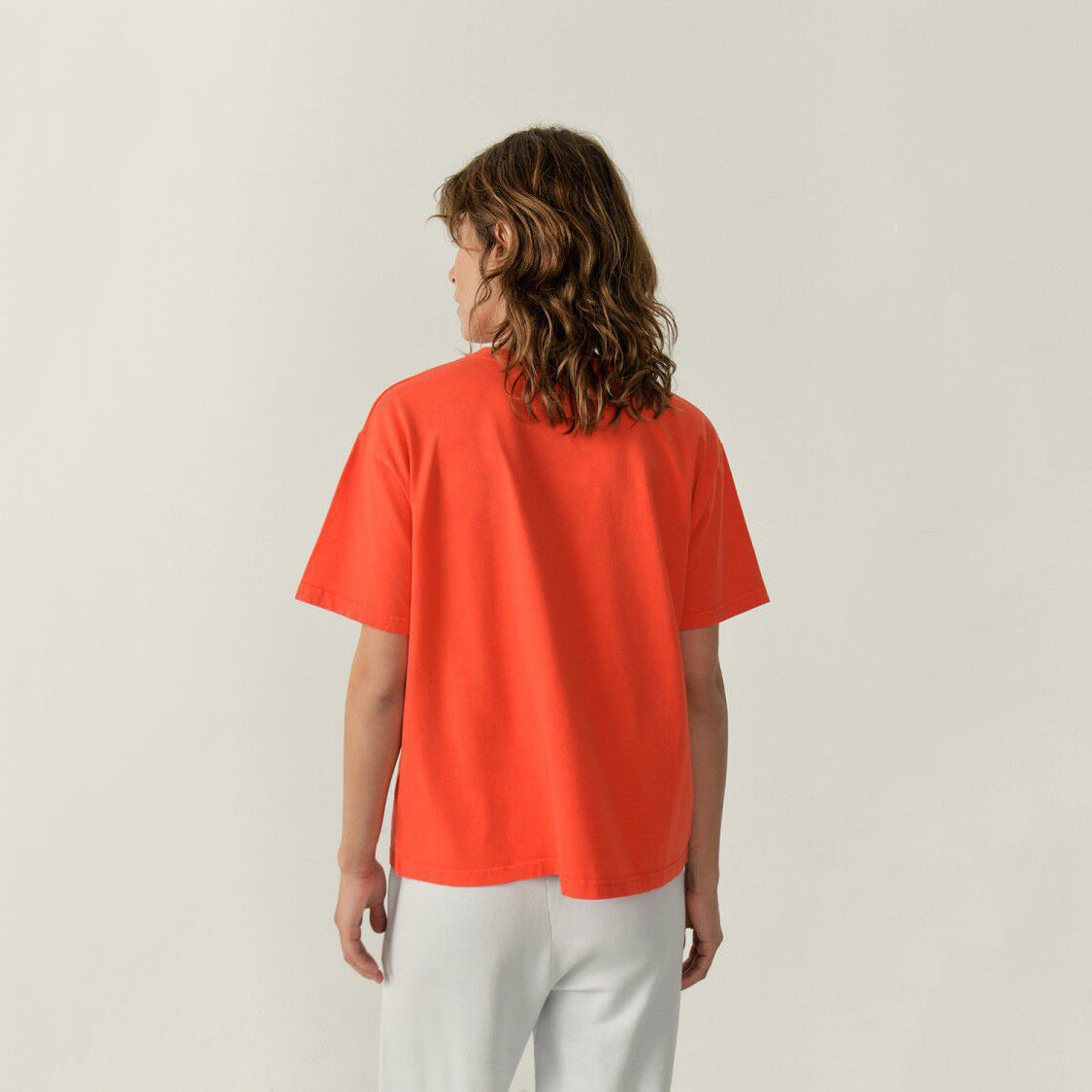 Girls Orange Red Cotton T-Shirt