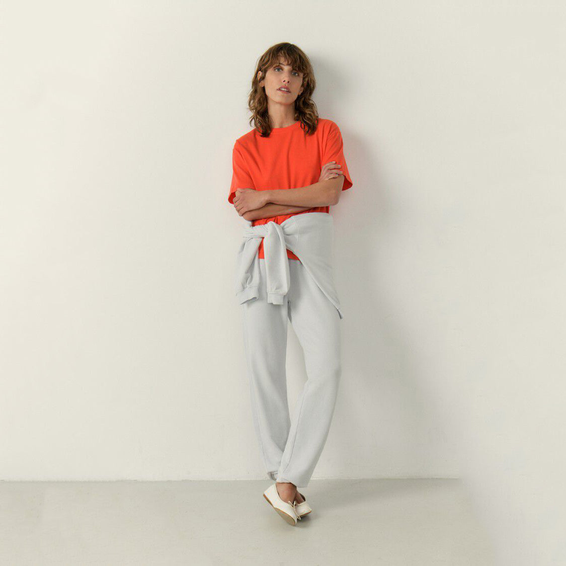 Girls Orange Red Cotton T-Shirt