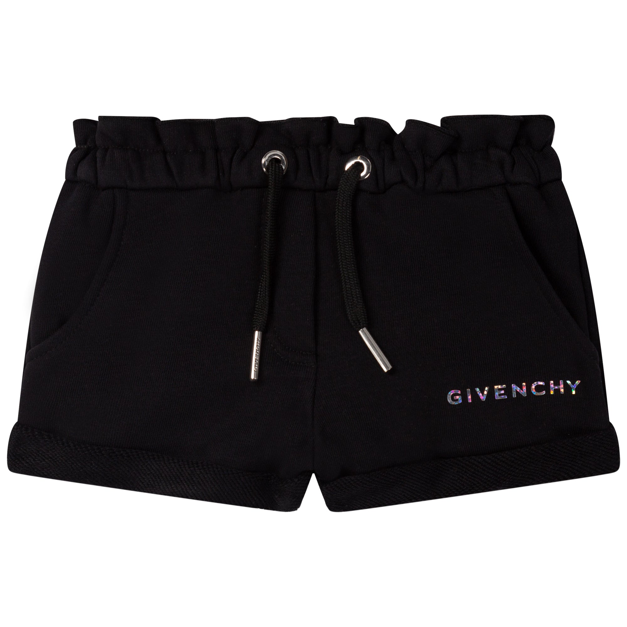 Boys Black Cotton Logo Shorts