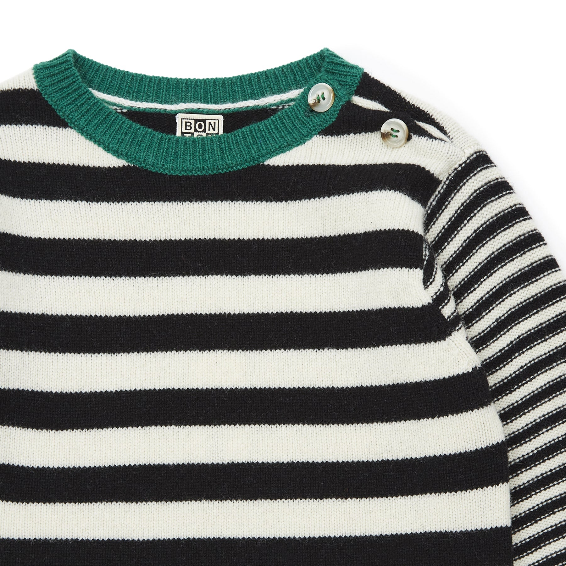 Boys Black Stripes Wool Sweater