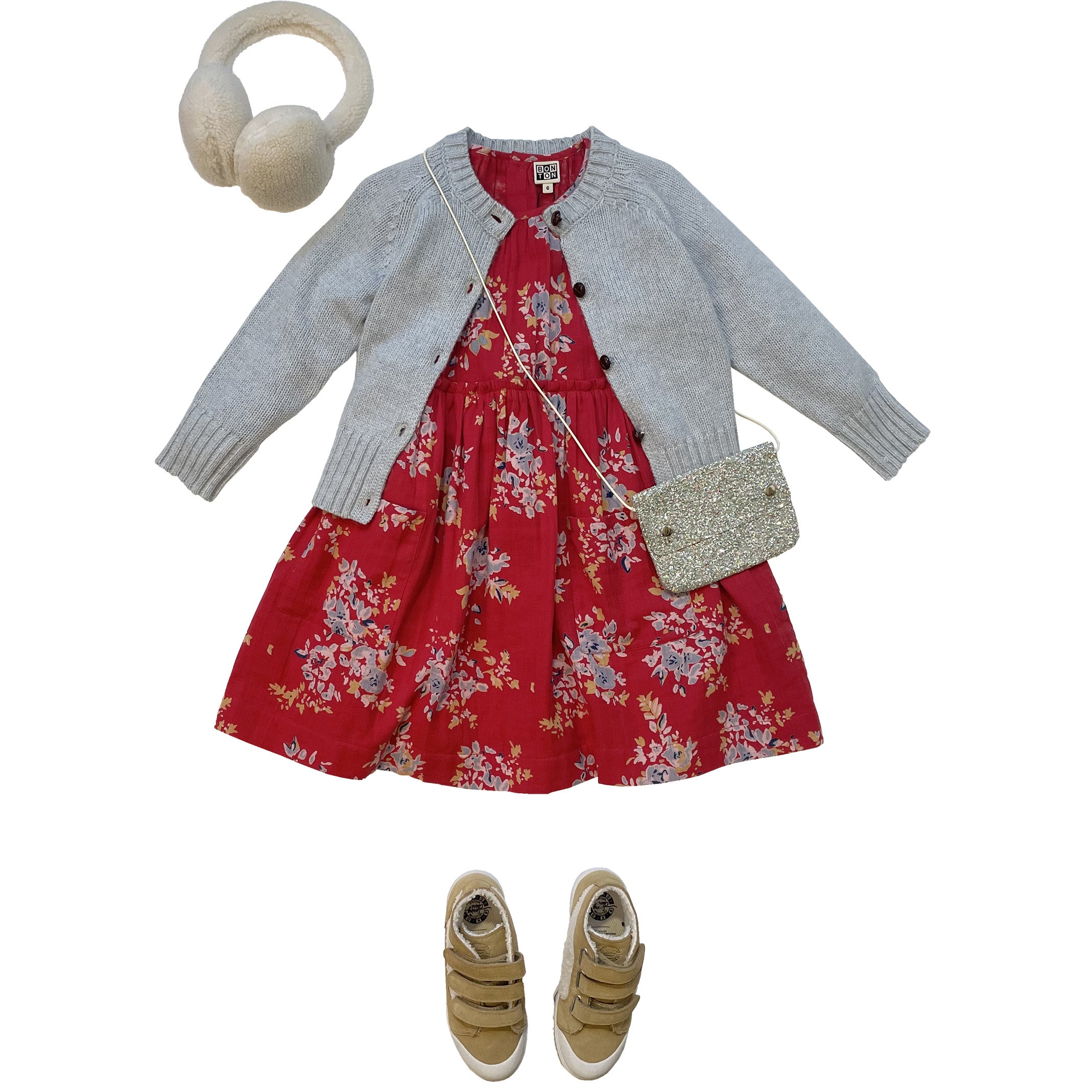 Girls Red Flower Cotton Dress