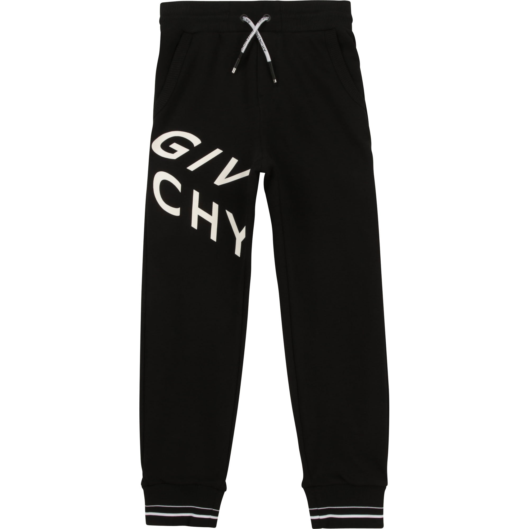 Boys Black Logo Cotton Trousers