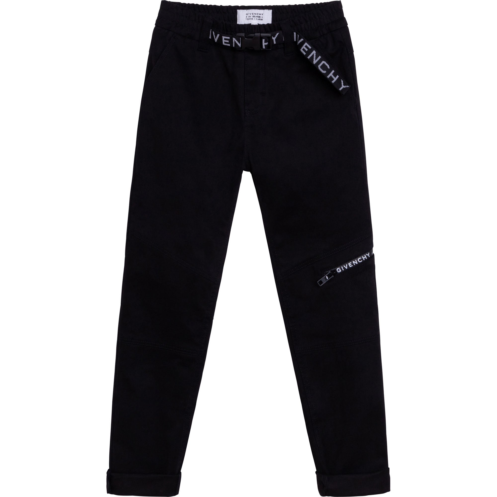 Boys Black Logo Cotton Trousers