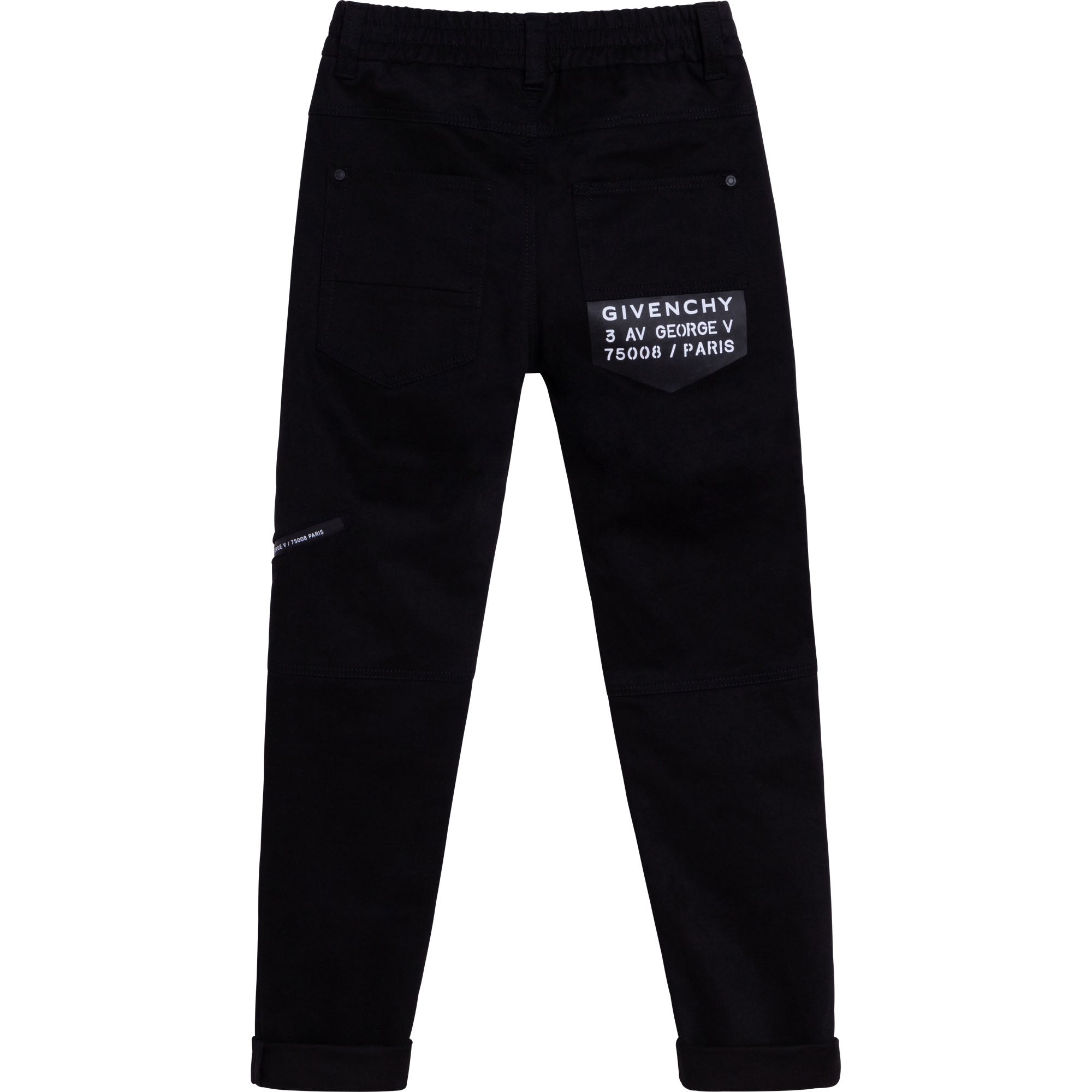 Boys Black Logo Cotton Trousers