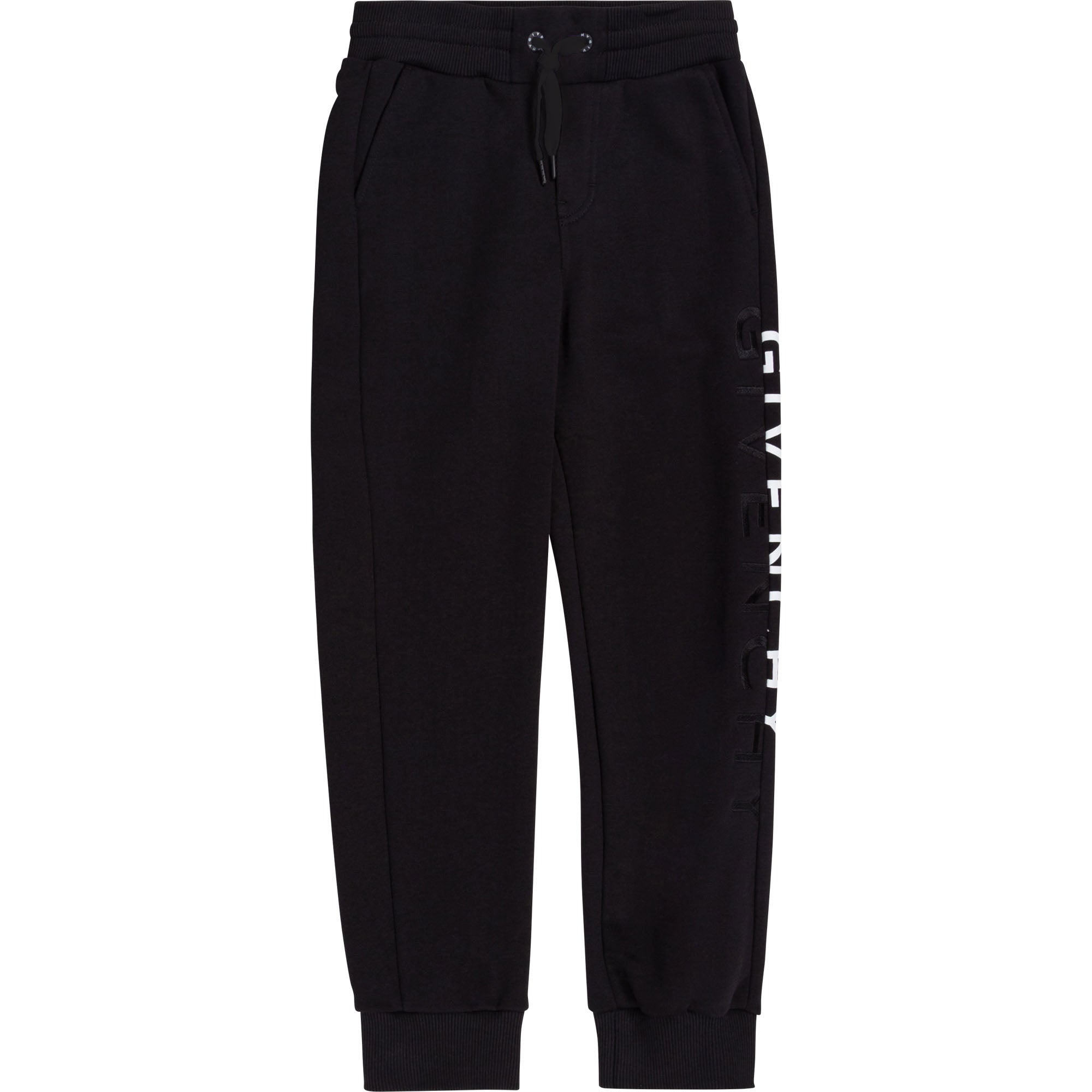 Boys Black Logo Cotton Trousers