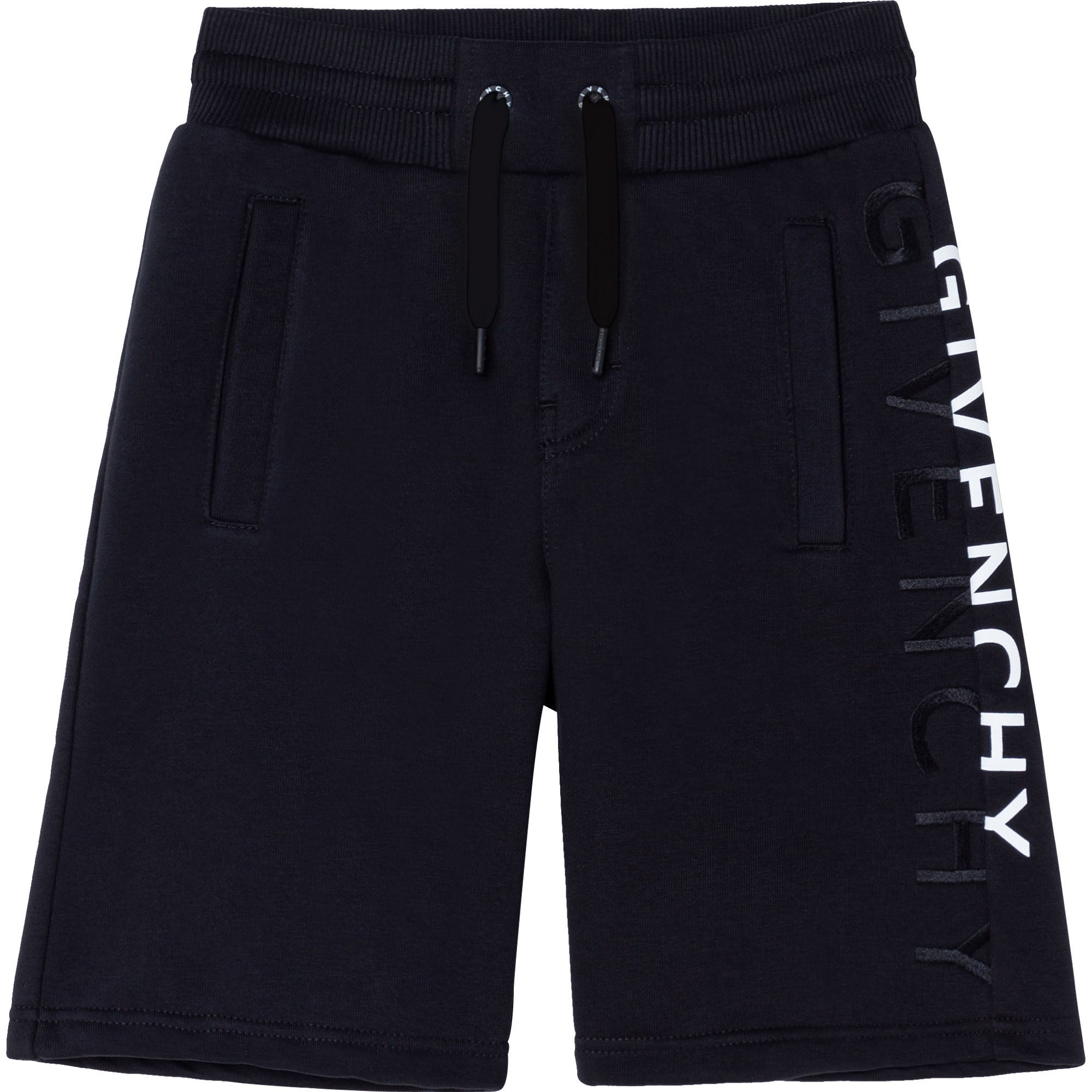 Boys Black Logo Cotton Shorts