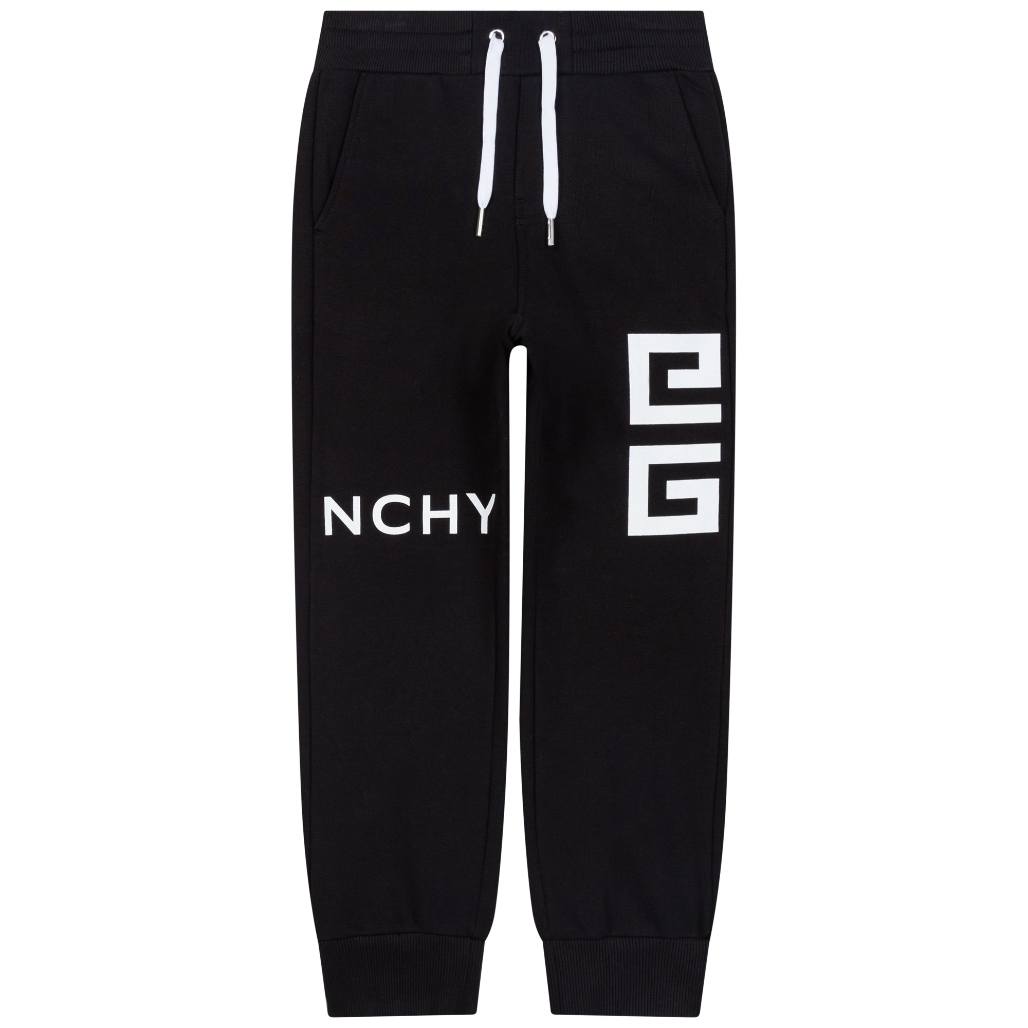 Boys Black Logo Cotton Trousers