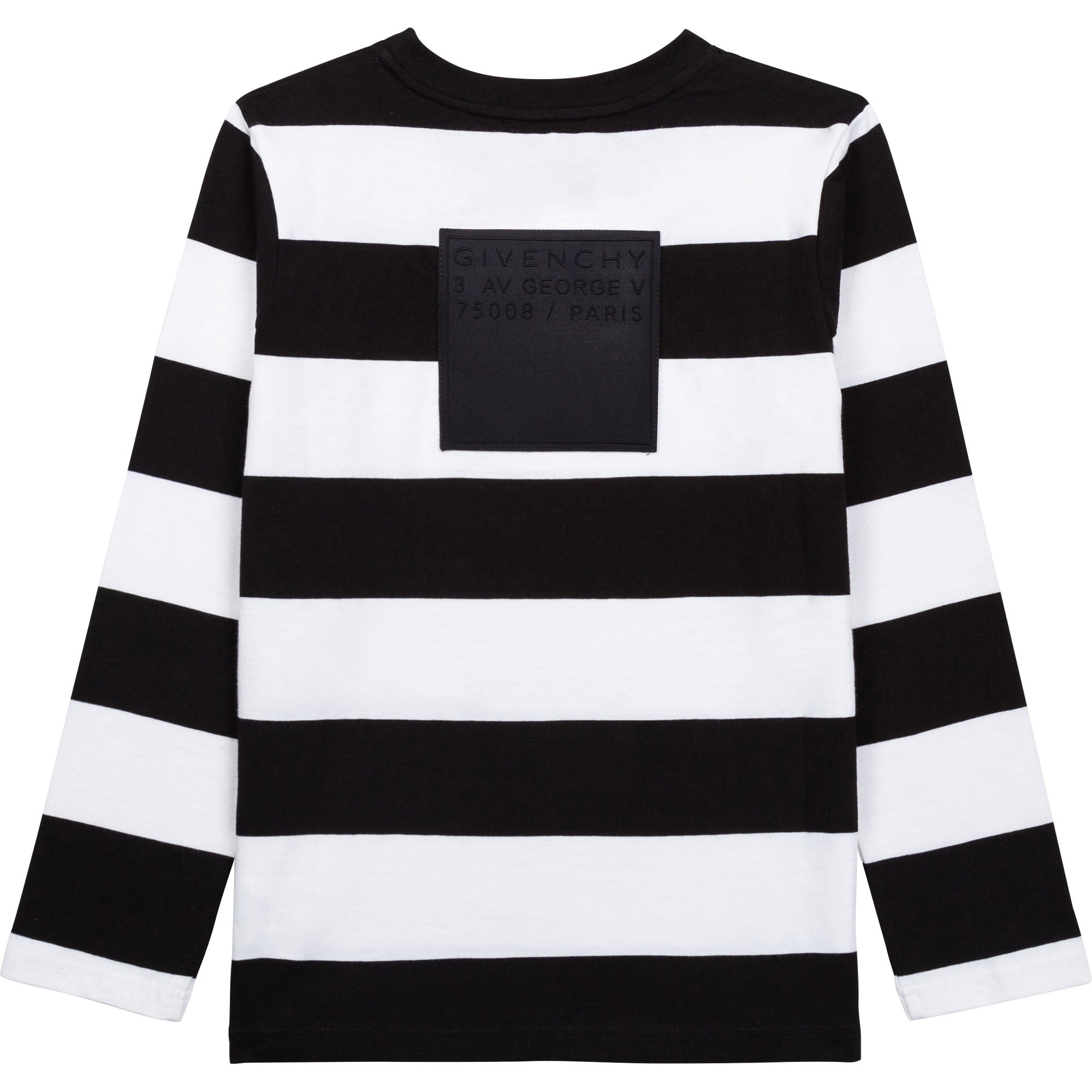 Boys Black Stripes Logo Cotton T-Shirt