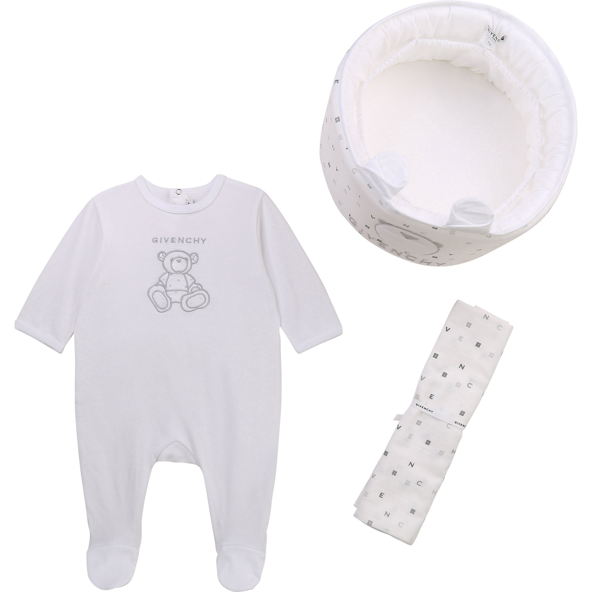 Baby Boys & Girls White Cotton Babysuit Set