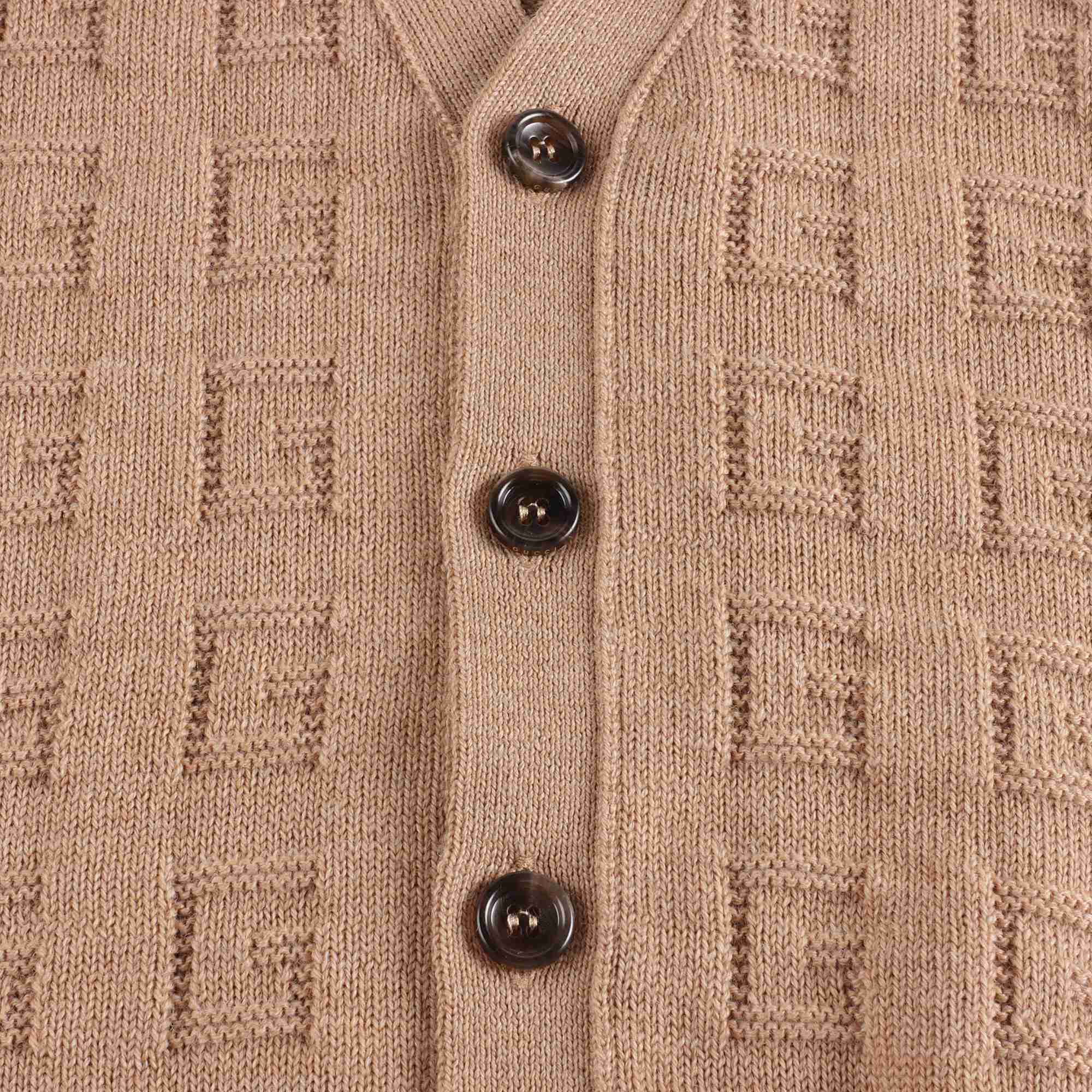 Boys Camel GG Wool Cardigan