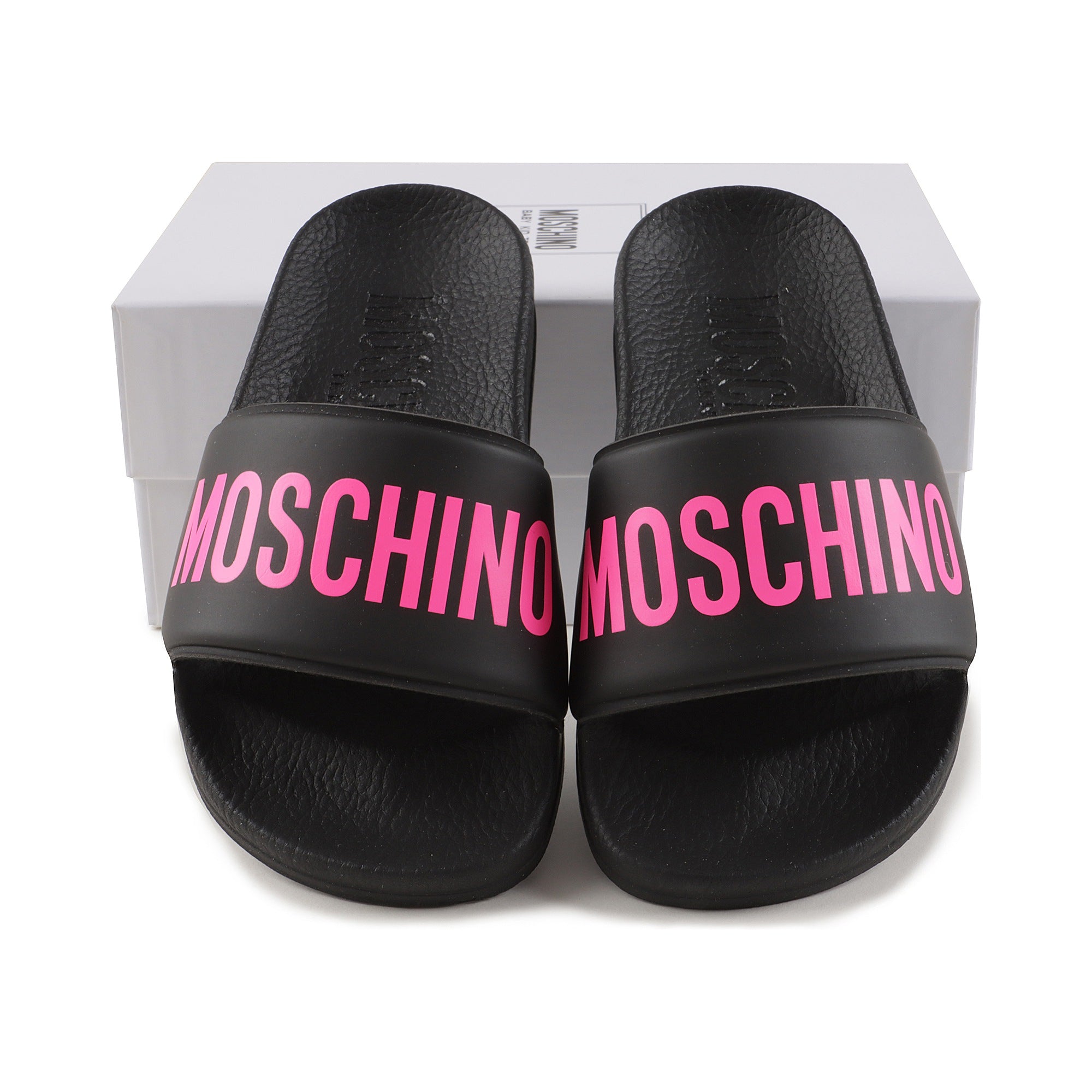 Boys & Girls Black Logo Slippers