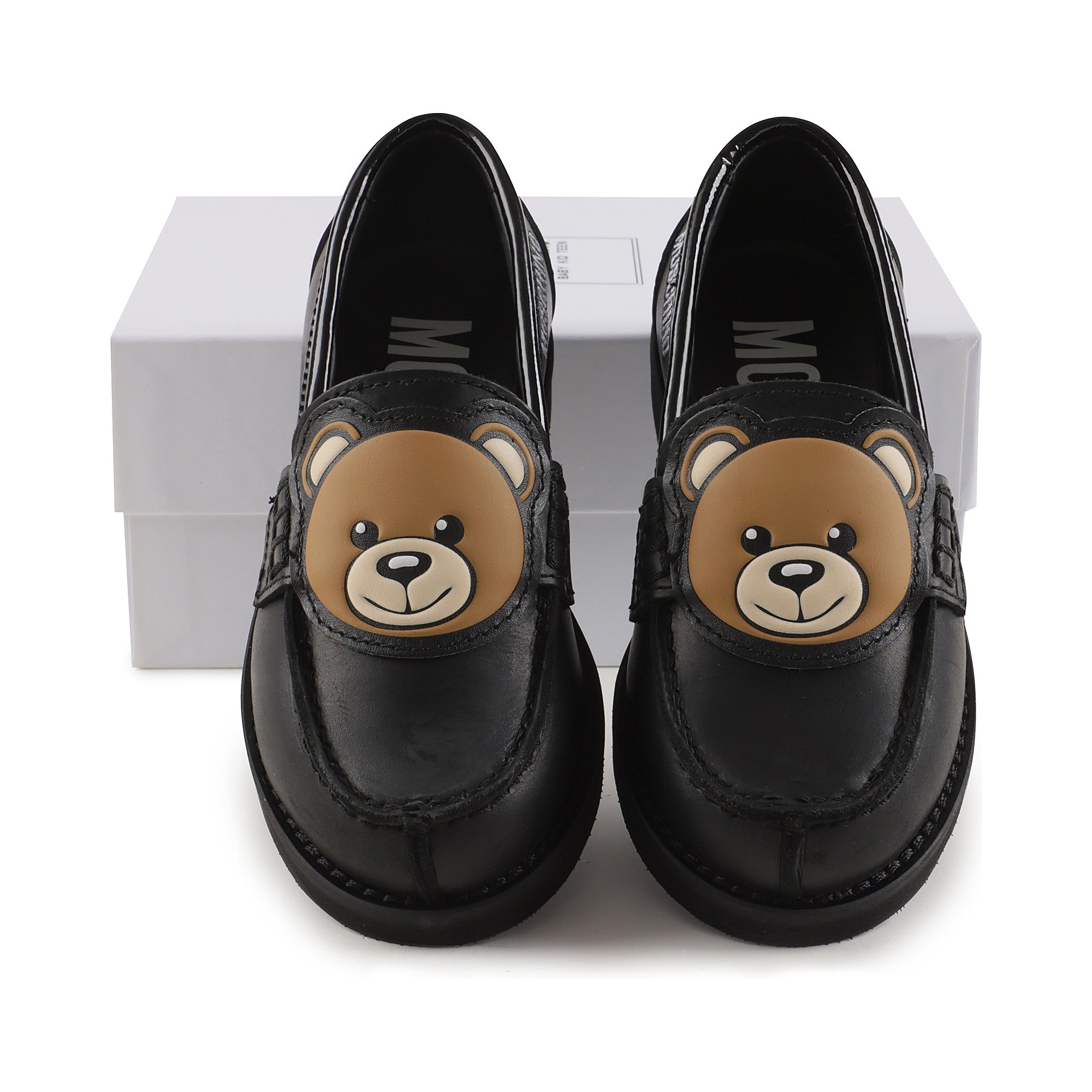 Boys & Girls Black Teddy Bear Flat Shoes