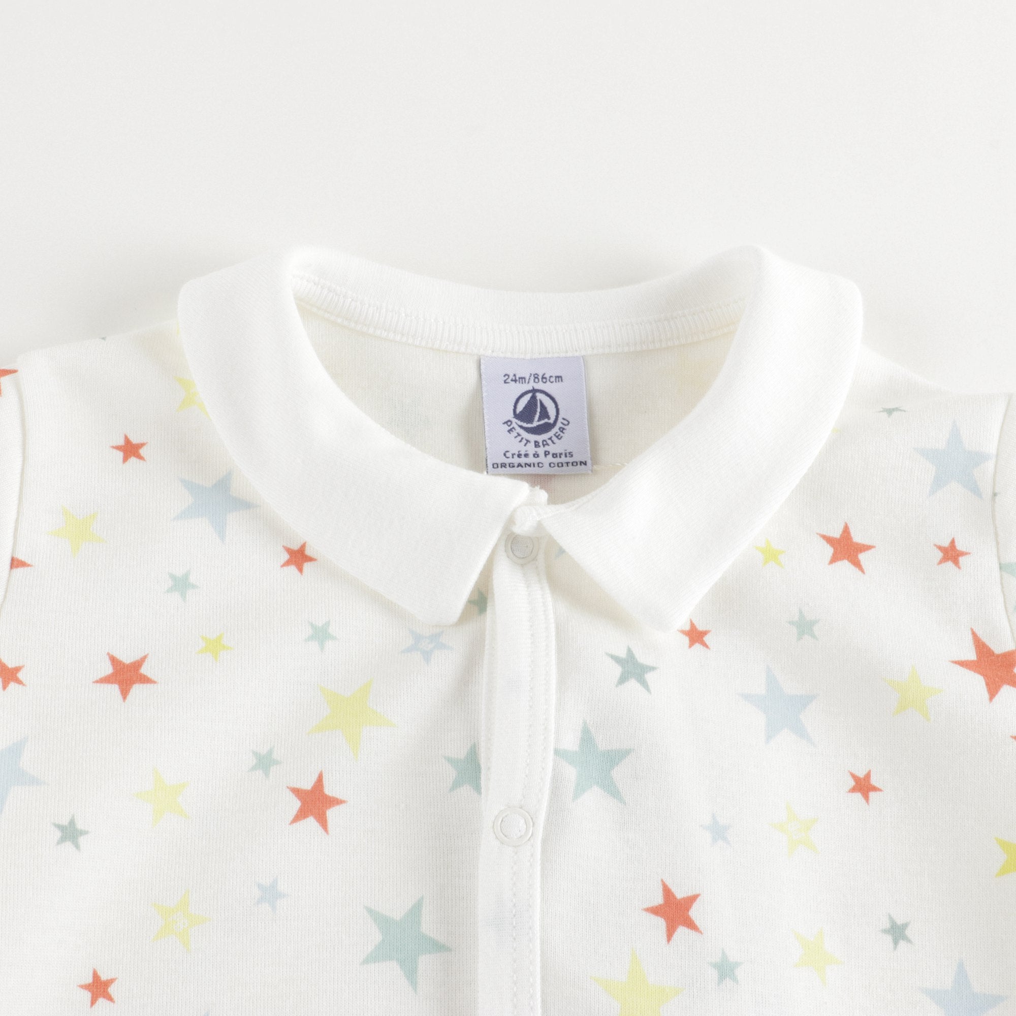 Baby Boys White Stars Cotton Romper