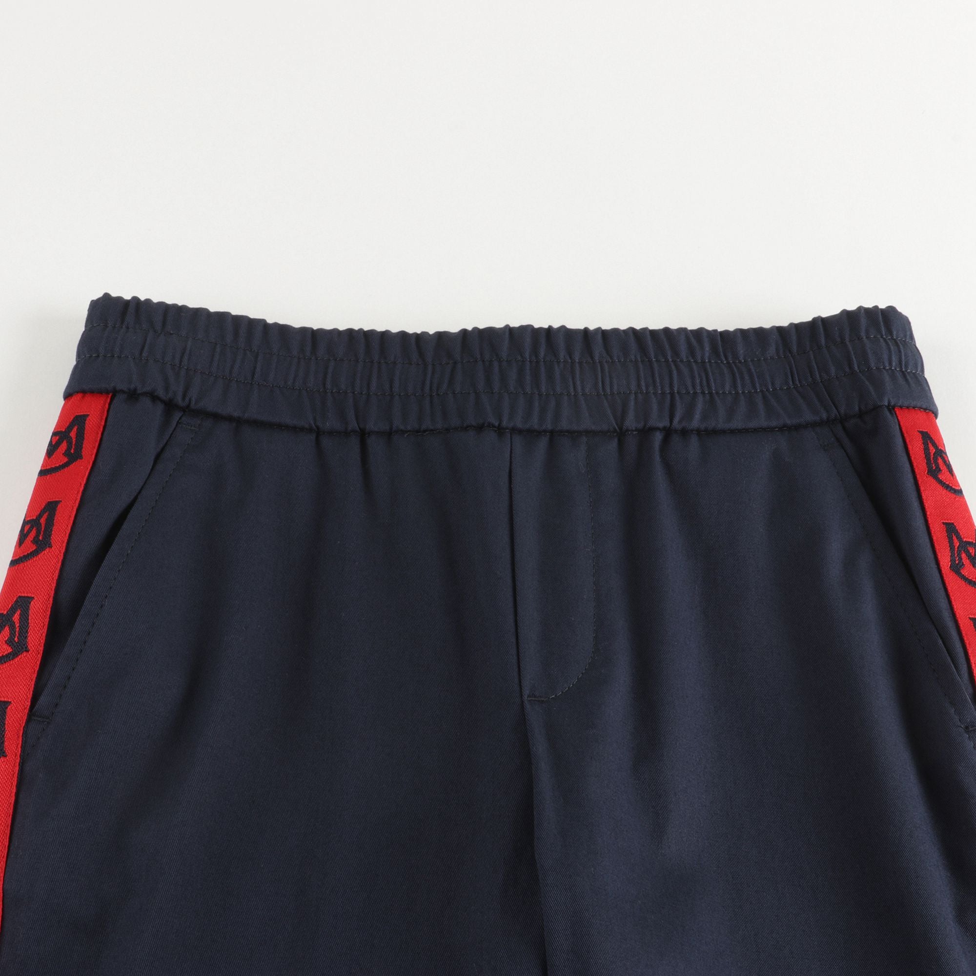 Boys Navy Blue Logo Cotton Trousers