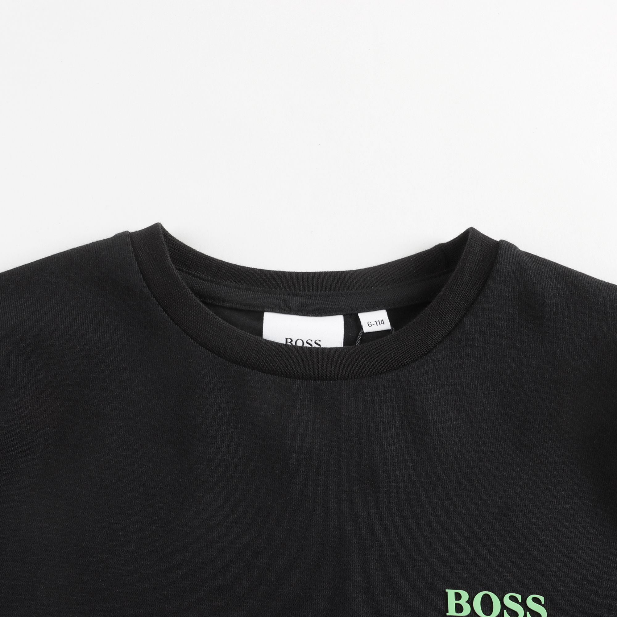 Boys Black Logo Cotton T-Shirt